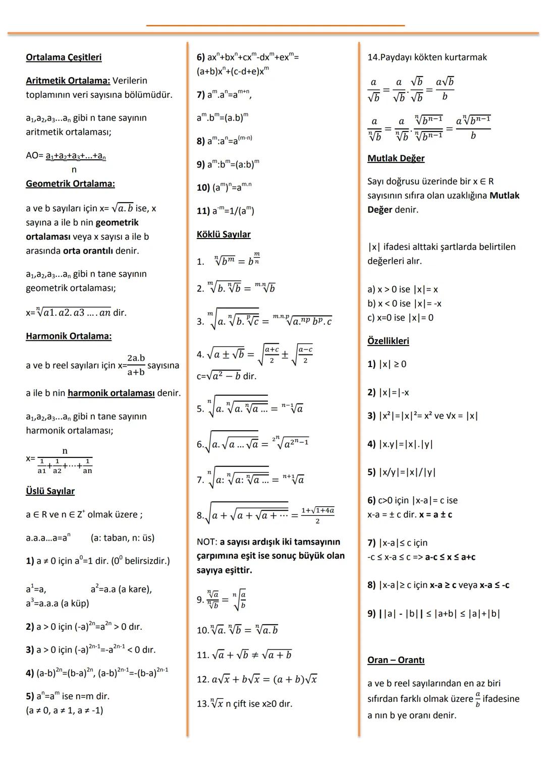 # Ardışık Sayılar Toplam Formülleri
Ardışık sayıların toplamı:
$1 + 2 + 3 + ... + n = \frac{n(n+1)}{2}$
Ardışık çift sayıların toplamı: