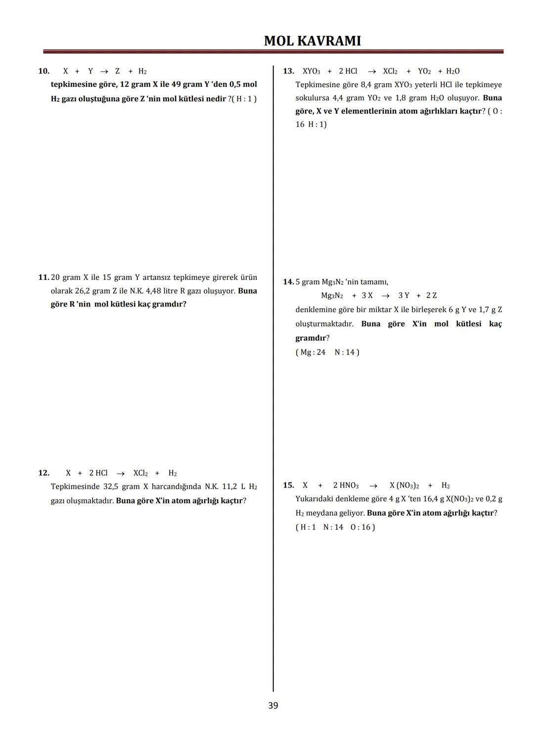 2009-2010
KONU-5
MOL KAVRAMI
Yrd. Doç. Dr. Sinan BAYINDIR # MOL KAVRAMI
# 5.Konu: Mol Kavramı
**Kazanımlar:**
5. Bağıl atom kütlesi ve m