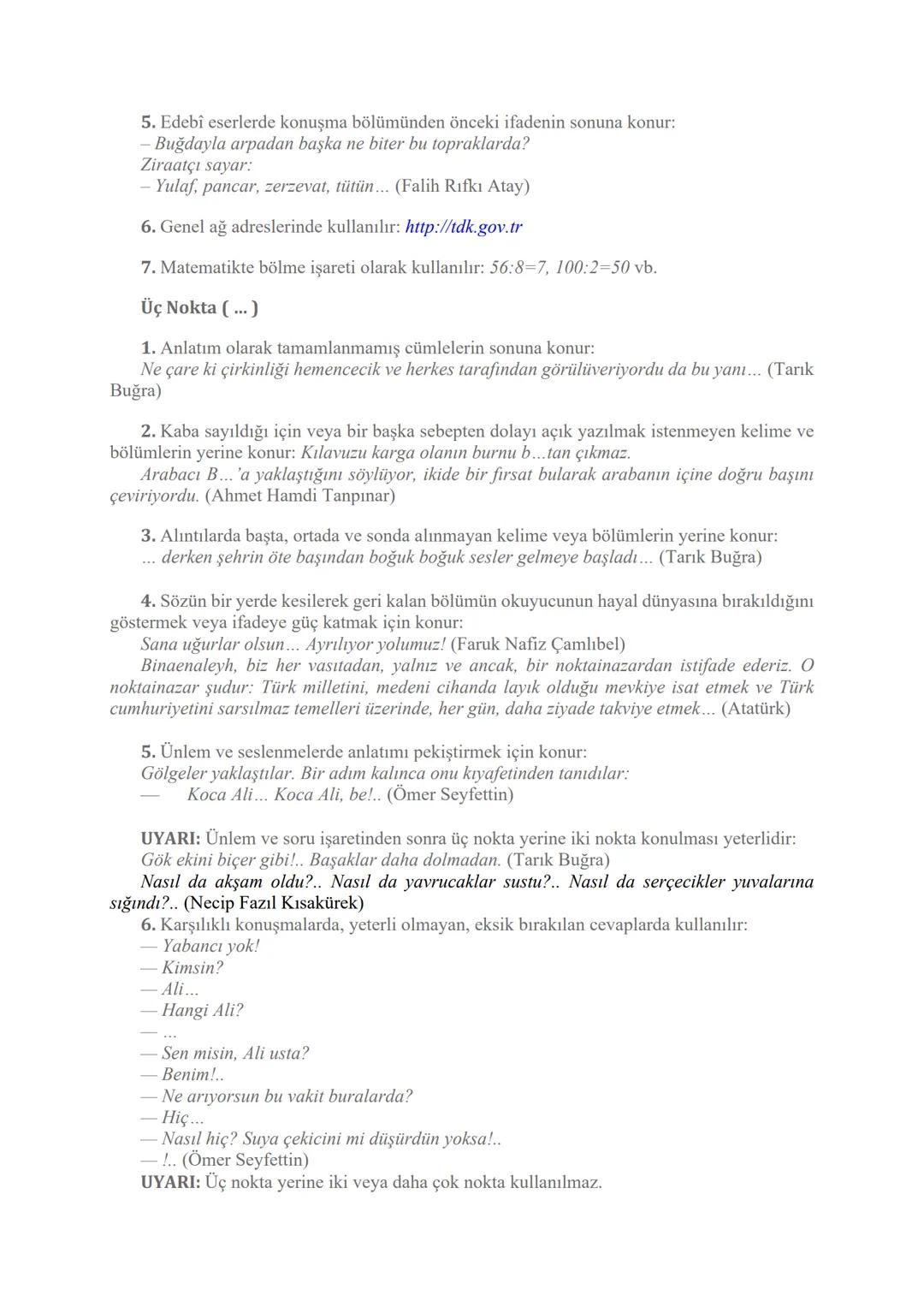 # Noktalama İşaretleri (Açıklamalar)
Nokta (.)
1. Cümlenin sonuna konur: Türk Dil Kurumu, 1932 yılında kurulmuştur.
Saatler geçtikçe yolla