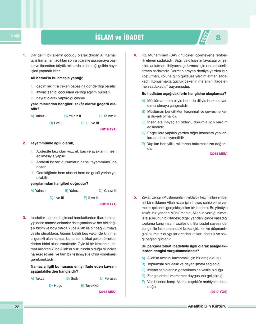 analitik
E
Din Kültürü ve Ahlak Bilgisi
SORU BANKASI
39.
40.
0000
%15
analitik
TYT
Din Kültürü
ve
Ahlak Bilgisi
SORU BANKASI
Ramazan AYDIN
E