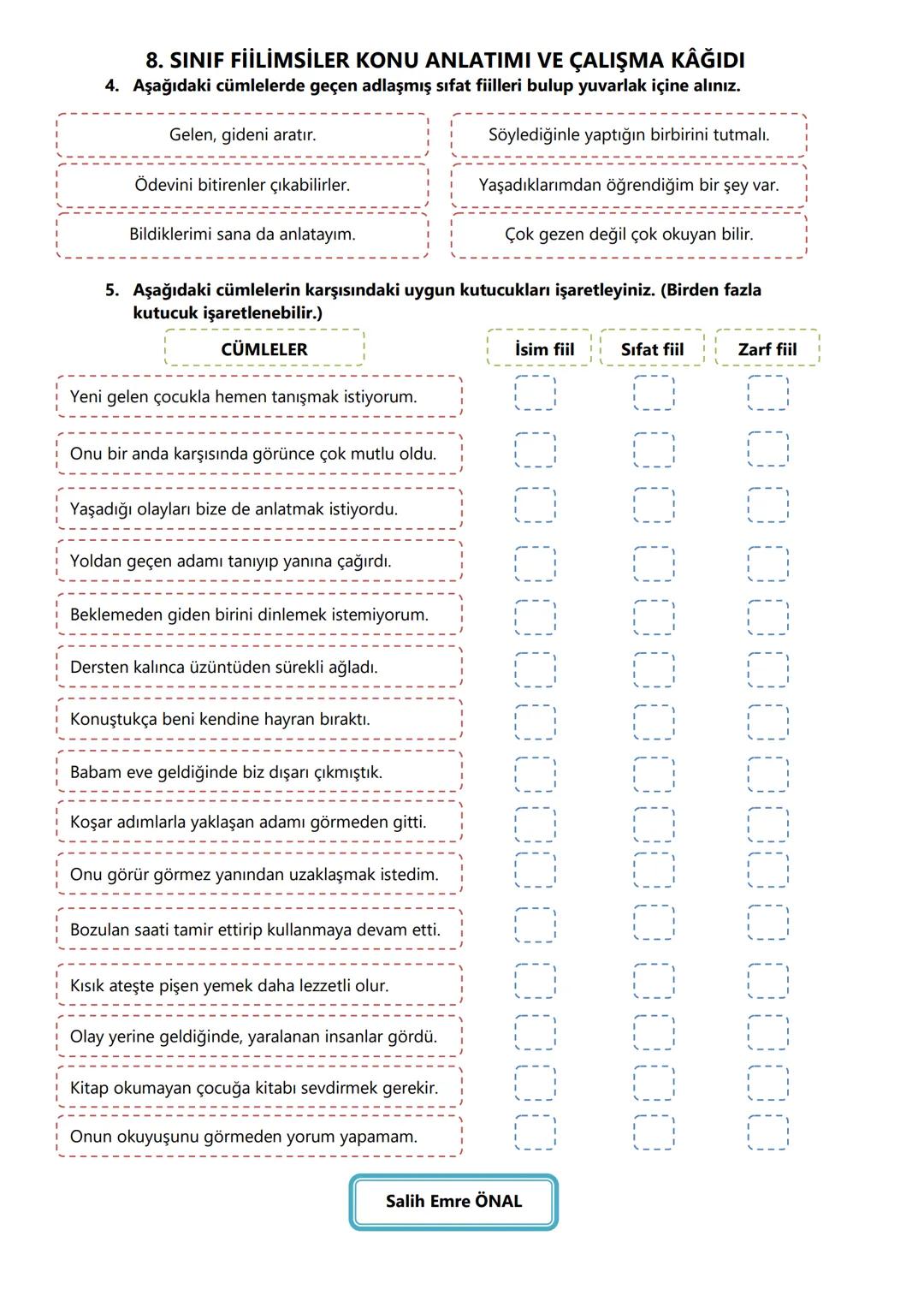 # 8. SINIF FİLİMSİLER KONU ANLATIMI VE ÇALIŞMA KAĞIDI
## FİLİMSİ NEDİR?
Köklü ya da gövdesi isim olan, aldığı özel eklerle cümle içinde isi