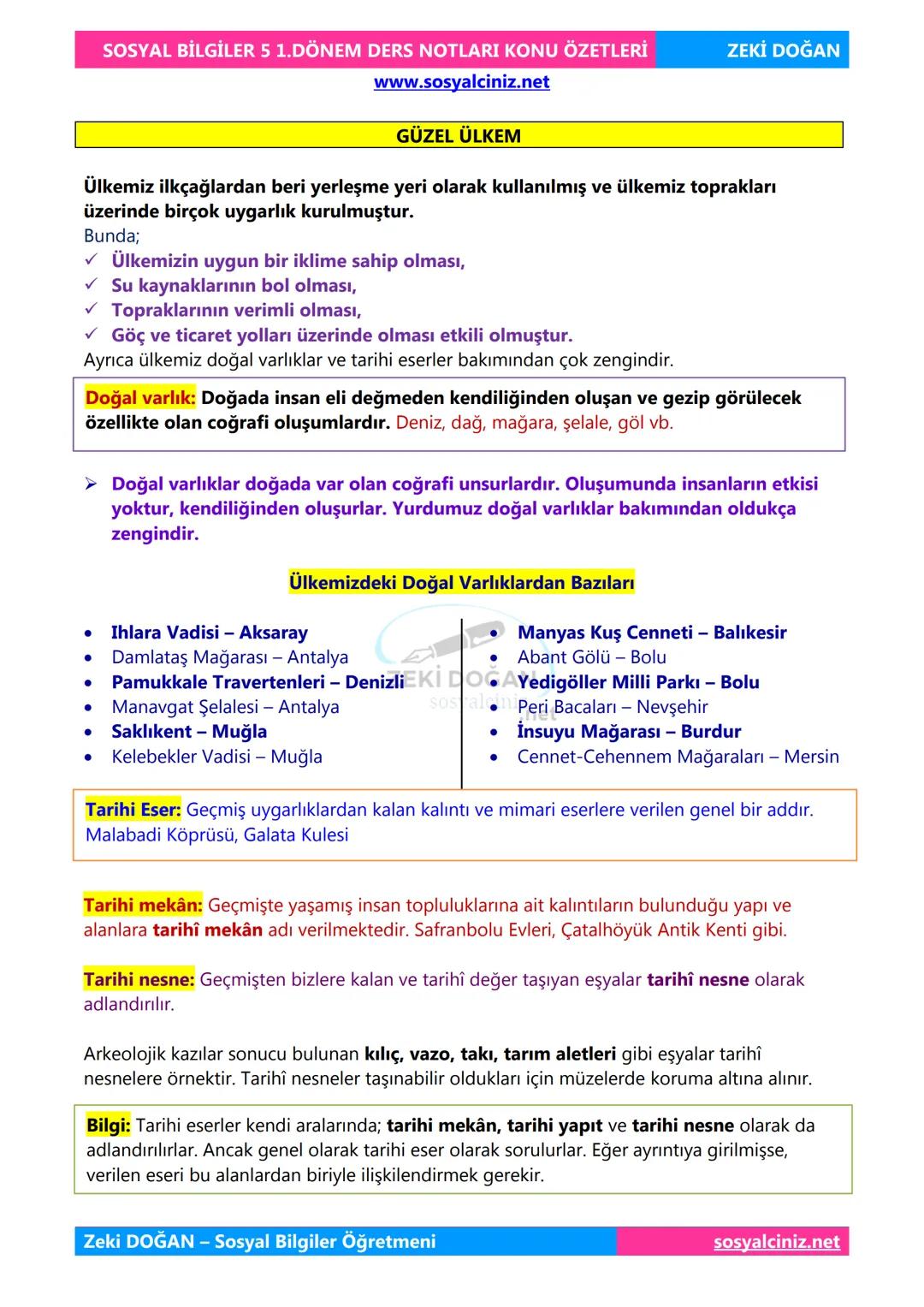 SOSYAL BİLGİLER 5
DERS NOTLARI
KONU ÖZETLERİ
Zeki DOGAN
00
Sosyal Bilgiler Öğretmeni
www.sosyalciniz.net
ZEKİ DOĞAN
sosyalciniz.net # S