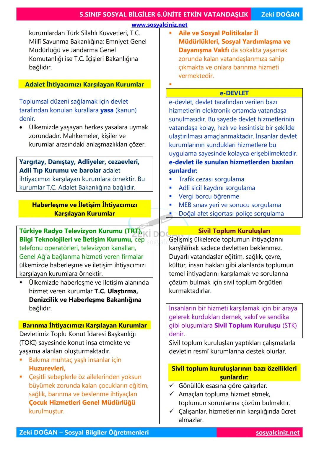 SOSYAL BİLGİLER 5
DERS NOTLARI
KONU ÖZETLERİ
Zeki DOGAN
00
Sosyal Bilgiler Öğretmeni
www.sosyalciniz.net
ZEKİ DOĞAN
sosyalciniz.net # S