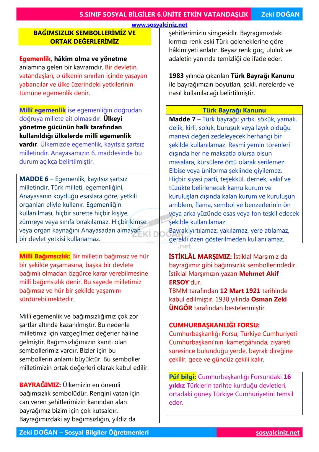 SOSYAL BİLGİLER 5
DERS NOTLARI
KONU ÖZETLERİ
Zeki DOGAN
00
Sosyal Bilgiler Öğretmeni
www.sosyalciniz.net
ZEKİ DOĞAN
sosyalciniz.net # S