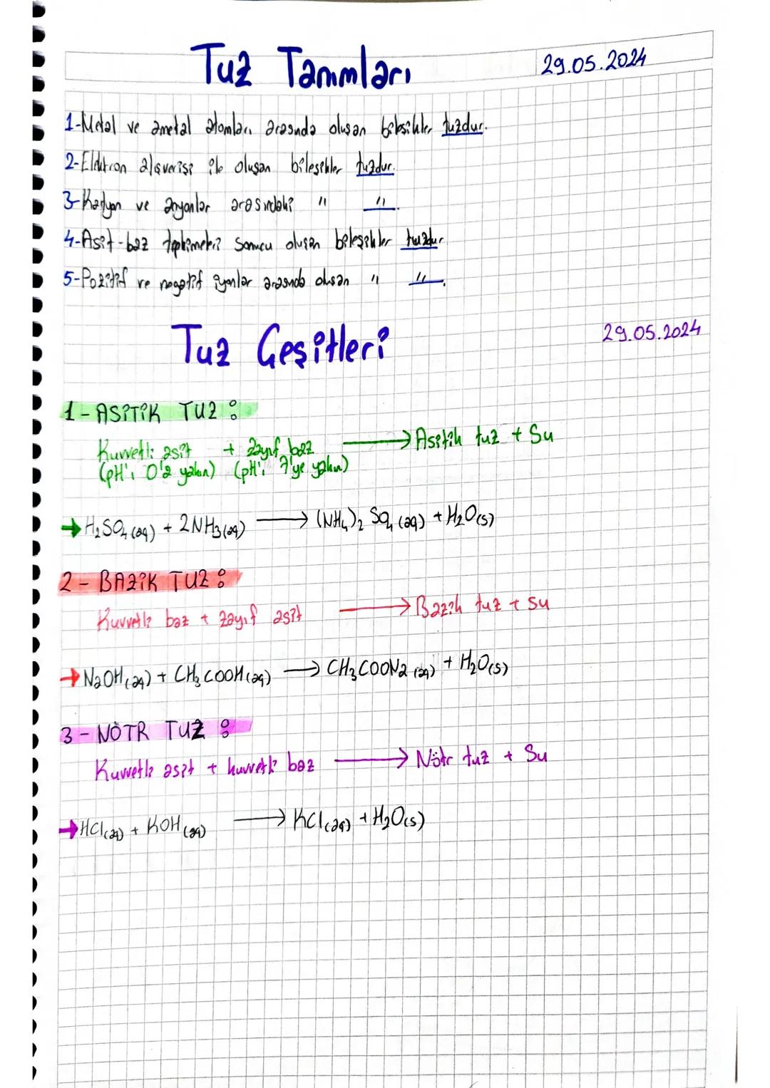 # 10.Sınıf
Kimya
3.Ünite
Asitler,
Bazlar, Tuzlar 4 Nisan 2024
Asitler ve Bazlar ) Bölüm-1
*Genellikle tatları ekşi olan ve aşındırıcı özelli
