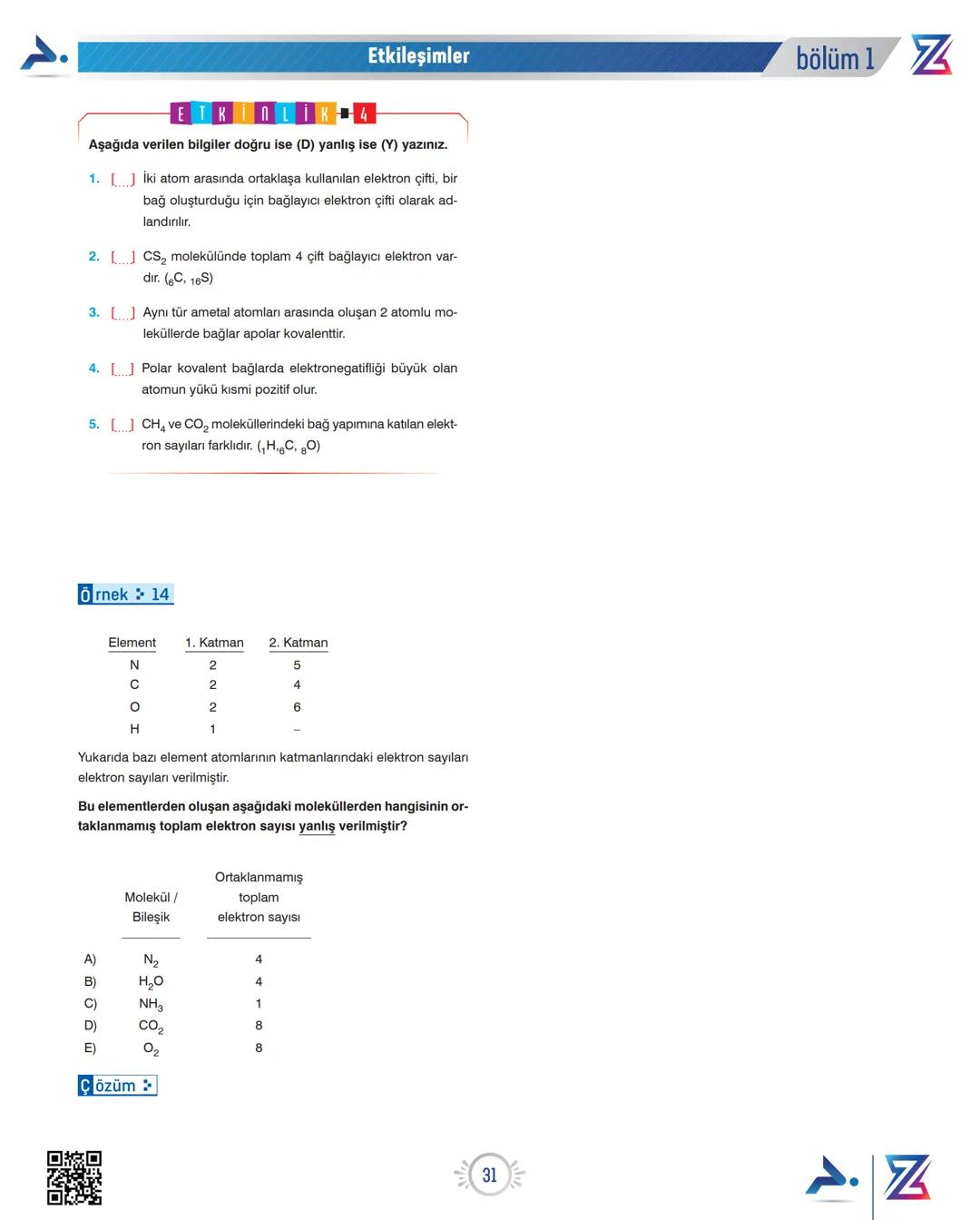 Etkileşimler
bölüm 1Z
KOVALENT BAĞ
HC
Asetilsistein (NAC)
OH
HS
CHNOS
355
22222221
ORTAKLAŞA ELEKTRON KULLANMA
EĞİLİMLERİ EĞİL
Yu