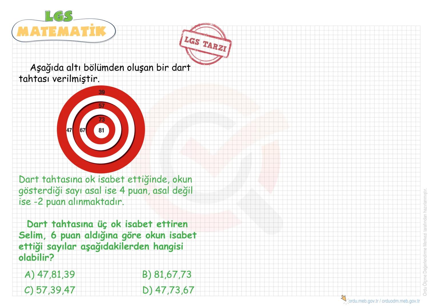 LGS
MATEMATİK
ÇARPANLAR VE KATLAR
•Pozitif Tam Sayıların
Çarpanlarını(Bölenlerini)
Bulma
•Asal Sayılar
• Asal Çarpanlara Ayırma
•EBOB
• Aral