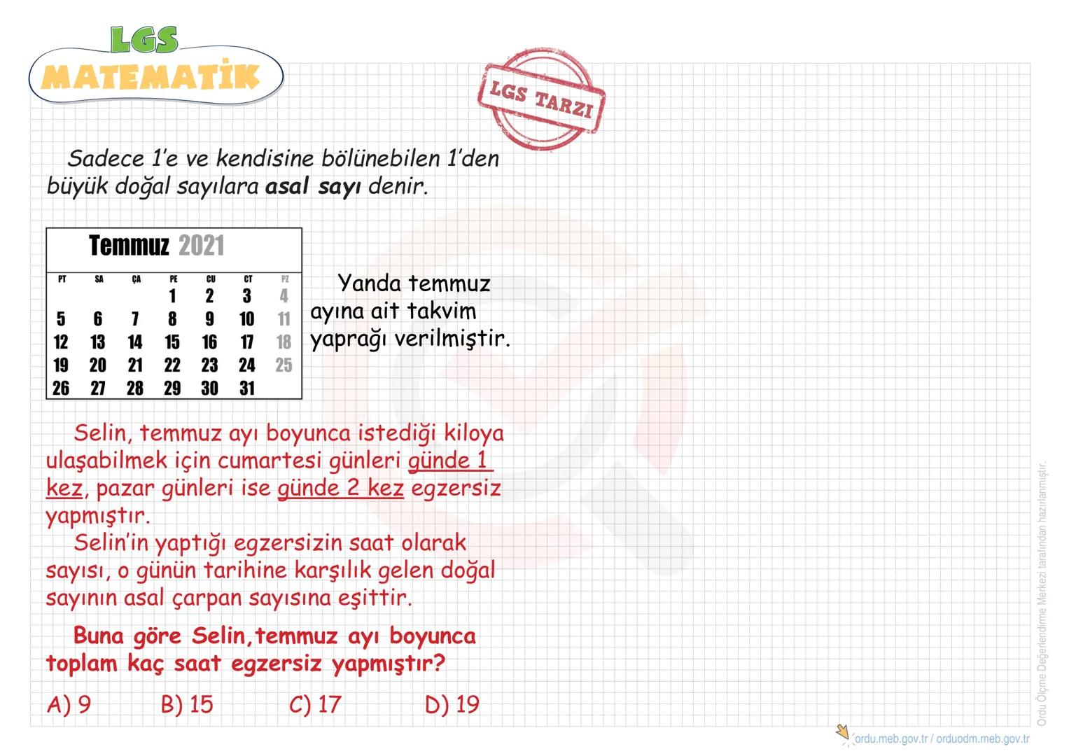 LGS
MATEMATİK
ÇARPANLAR VE KATLAR
•Pozitif Tam Sayıların
Çarpanlarını(Bölenlerini)
Bulma
•Asal Sayılar
• Asal Çarpanlara Ayırma
•EBOB
• Aral