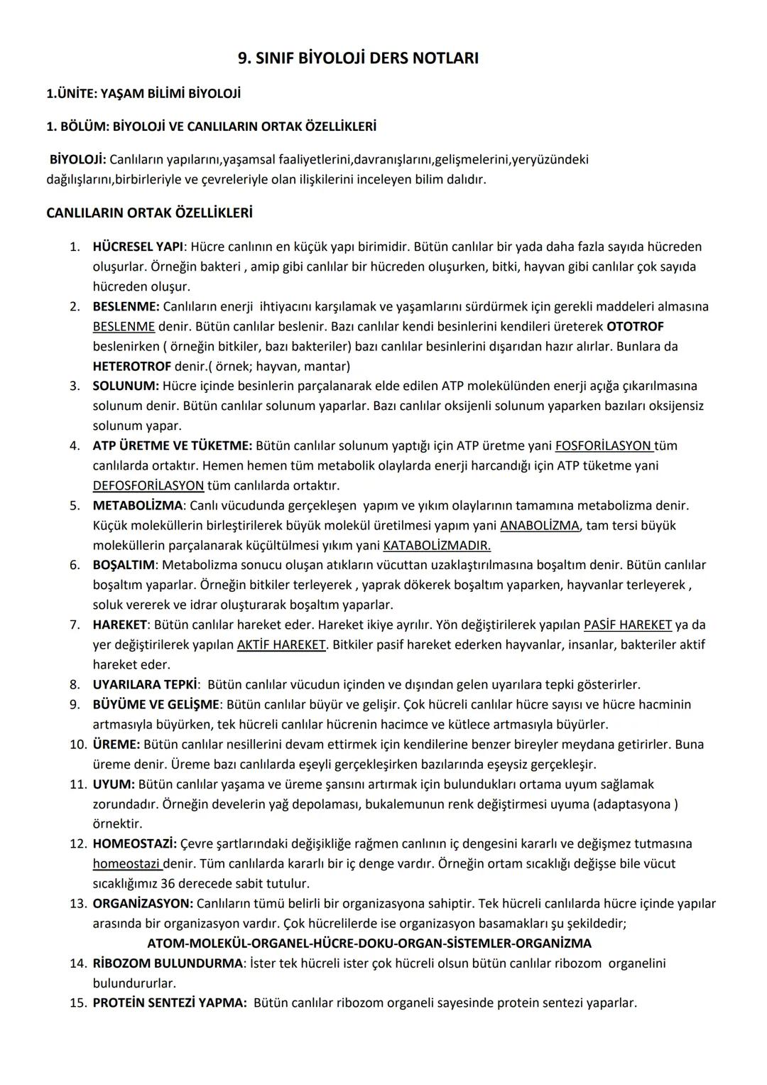 Biyoloji 2. Ünite