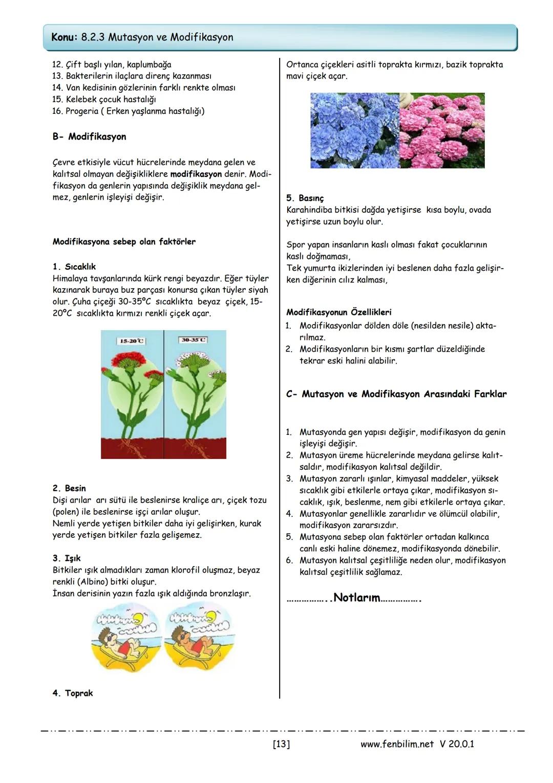 # 8.Sınıf Fen Bilimleri
# Ders Notları
Barış ZEREN
Fen Bilimleri Öğretmeni
www.fenbilim.net V 20.0.1 1.Ünite: Mevsimler ve İklim
Konu: 8.1
