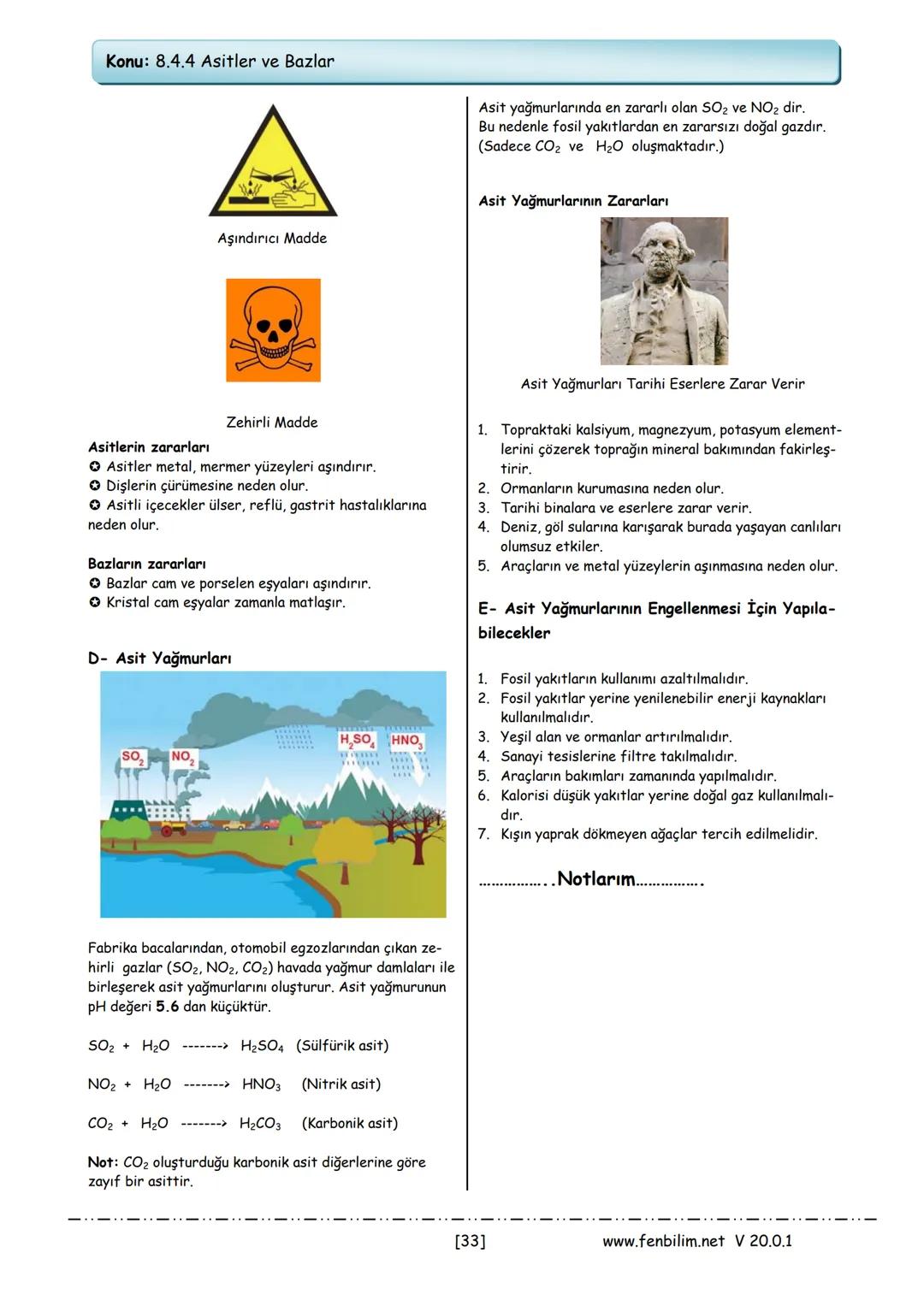 # 8.Sınıf Fen Bilimleri
# Ders Notları
Barış ZEREN
Fen Bilimleri Öğretmeni
www.fenbilim.net V 20.0.1 1.Ünite: Mevsimler ve İklim
Konu: 8.1