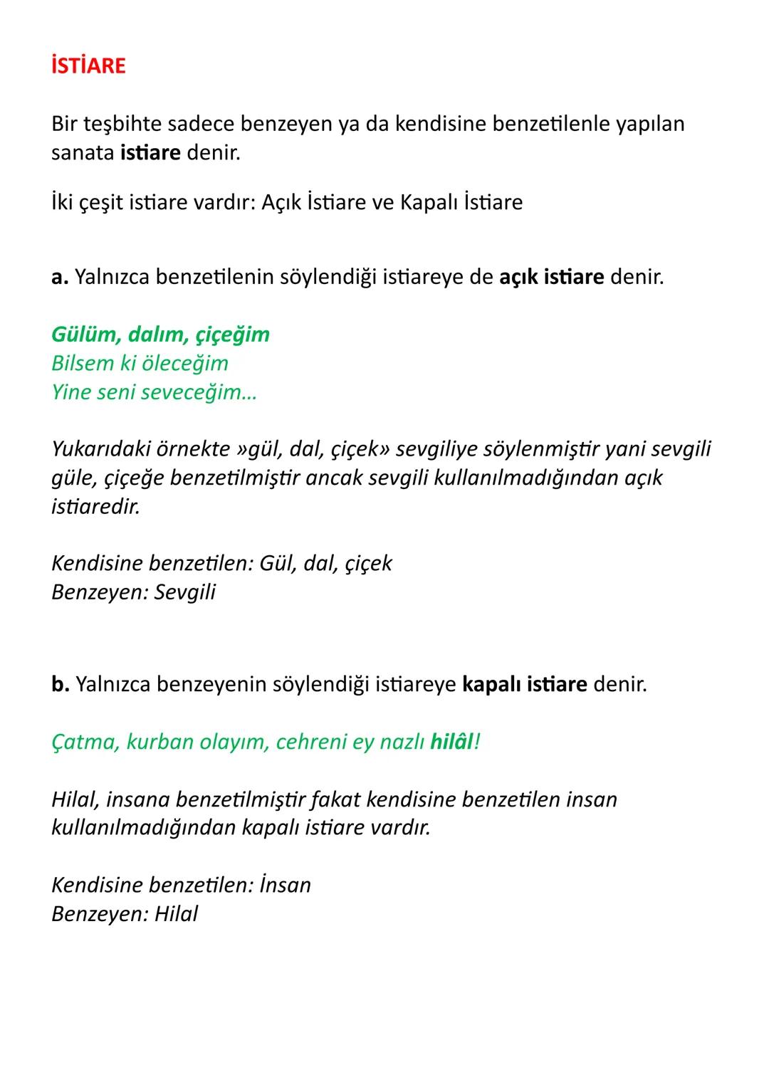 EDEBİ SANATLAR
•Teşbih
•Teşbih-i Beliğ
•İstiare
•Mecaz-ı Mürsel
•Teşhis
•İntak
•Tariz
•Tenasüp
•Kinaye
• İrsalimesel
•Tezat
•Telmih
•Hüsnüt