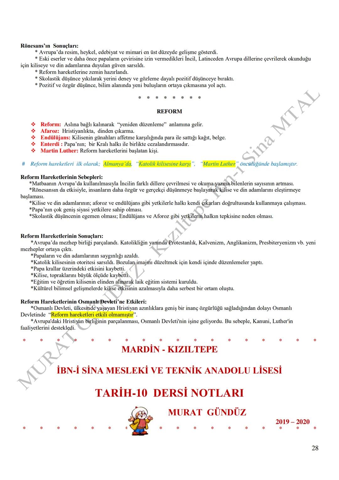 MARDİN - KIZILTEPE
İBN-İ SİNA MESLEKİ VE TEKNİK ANADOLU LİSESİ
TARİH-10 DERSİ NOTLARI
MURAT GÜNDÜZ
2019 - 2020
ANADOLU'YA TÜRK GÖÇLERİ
* Tür