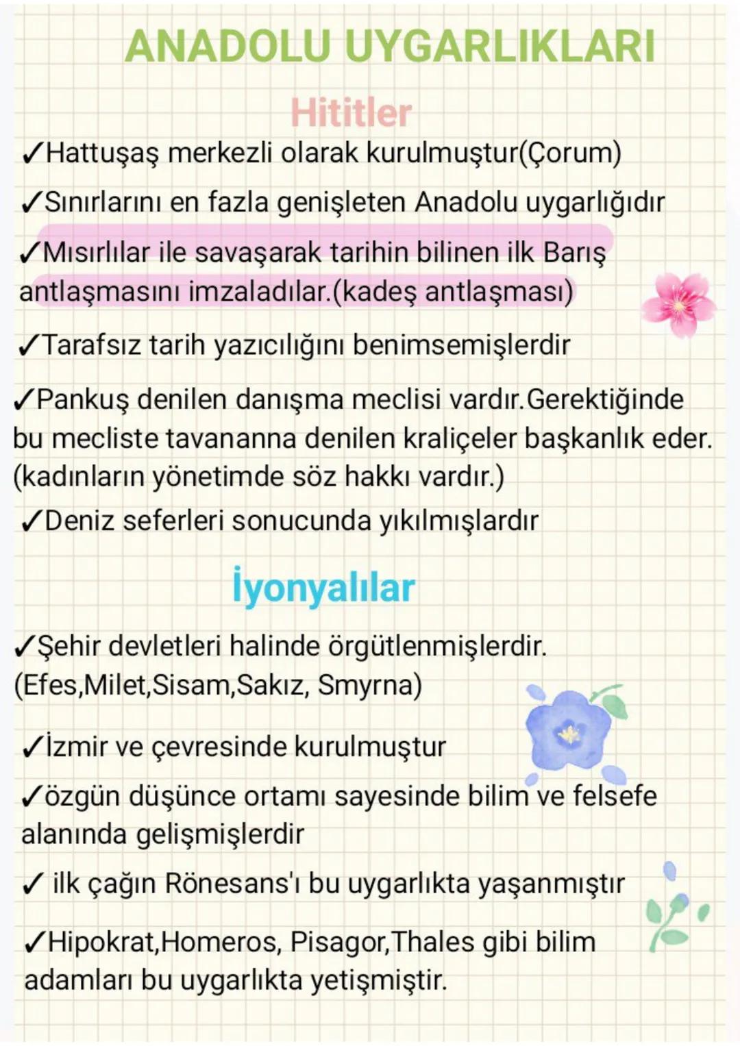 # ANADOLU UYGARLIKLARI
## Hititler
✓ Hattuşaş merkezli olarak kurulmuştur (Çorum)
✓Sınırlarını en fazla genişleten Anadolu uygarlığıdır