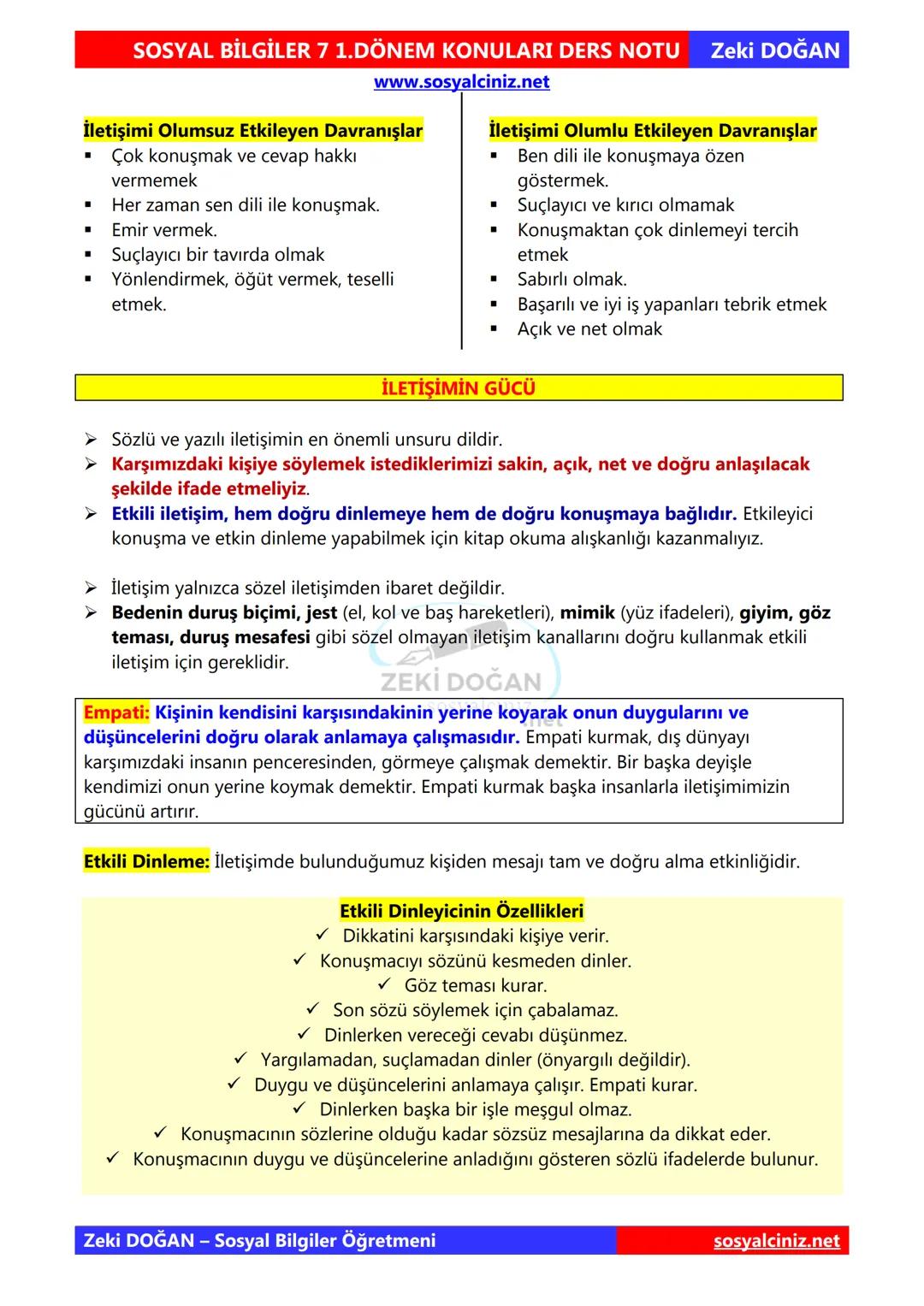 SOSYAL BİLGİLER 7
DERS NOTLARI
KONU ÖZETLERİ
Zeki DOGAN
00
Sosyal Bilgiler Öğretmeni
www.sosyalciniz.net
ZEKİ DOĞAN
sosyalciniz.net # S