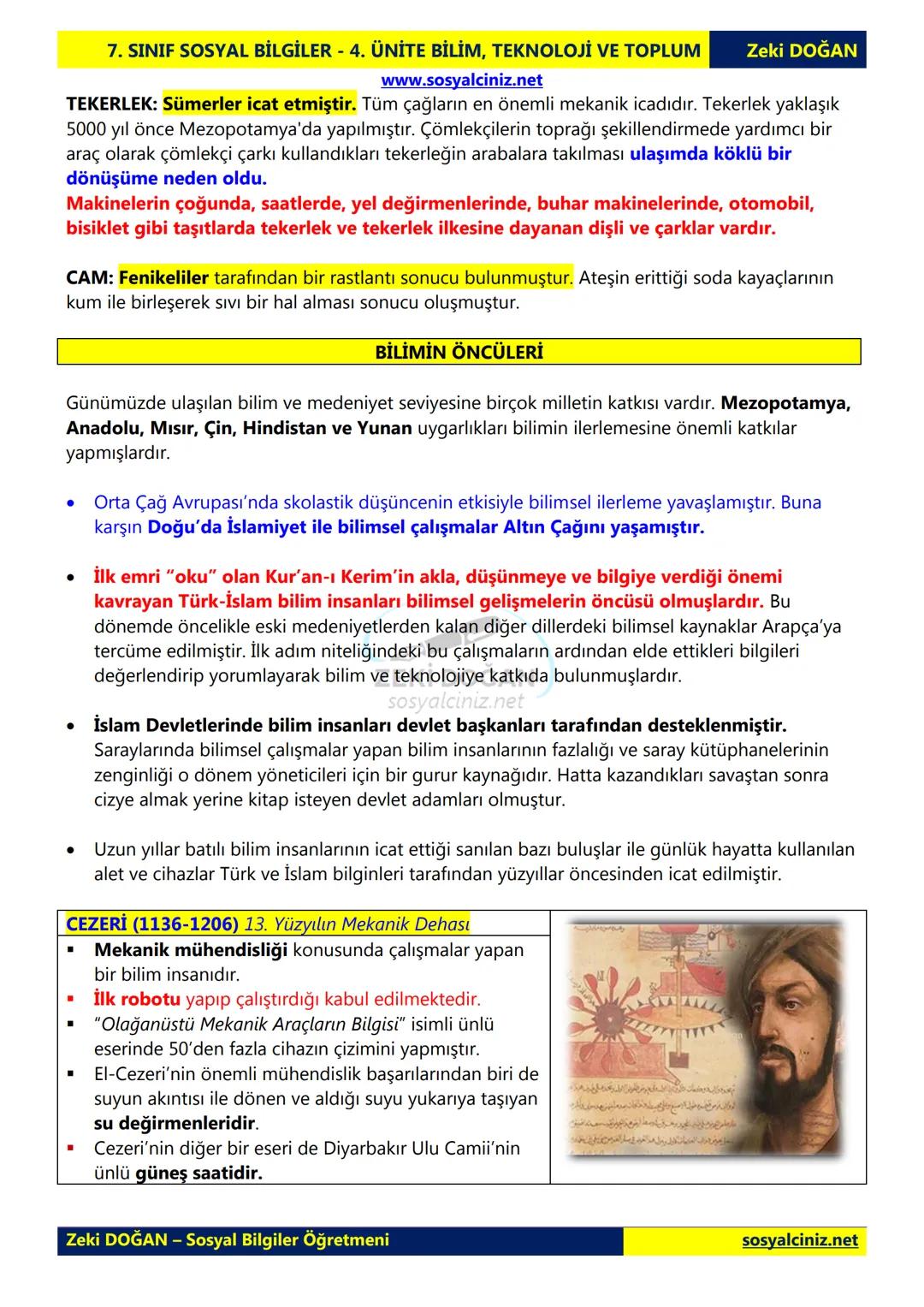 SOSYAL BİLGİLER 7
DERS NOTLARI
KONU ÖZETLERİ
Zeki DOGAN
00
Sosyal Bilgiler Öğretmeni
www.sosyalciniz.net
ZEKİ DOĞAN
sosyalciniz.net # S