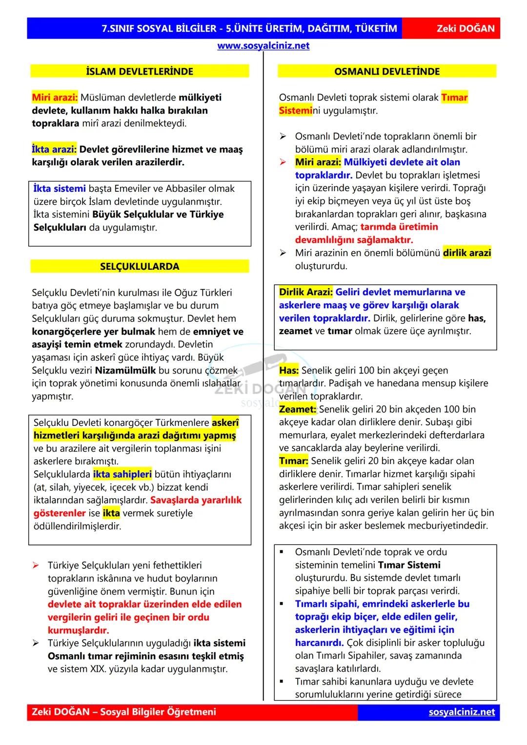 SOSYAL BİLGİLER 7
DERS NOTLARI
KONU ÖZETLERİ
Zeki DOGAN
00
Sosyal Bilgiler Öğretmeni
www.sosyalciniz.net
ZEKİ DOĞAN
sosyalciniz.net # S