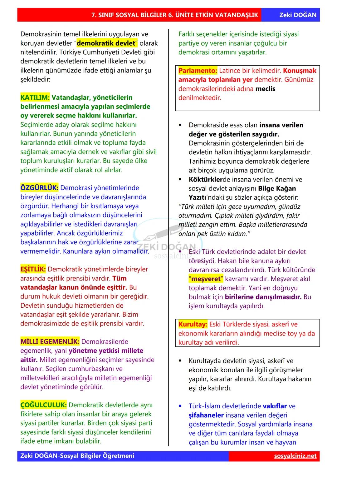 SOSYAL BİLGİLER 7
DERS NOTLARI
KONU ÖZETLERİ
Zeki DOGAN
00
Sosyal Bilgiler Öğretmeni
www.sosyalciniz.net
ZEKİ DOĞAN
sosyalciniz.net # S