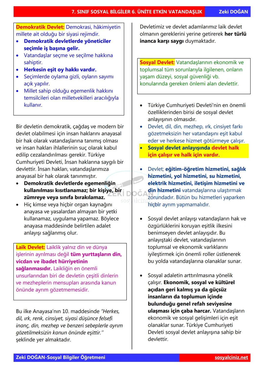 SOSYAL BİLGİLER 7
DERS NOTLARI
KONU ÖZETLERİ
Zeki DOGAN
00
Sosyal Bilgiler Öğretmeni
www.sosyalciniz.net
ZEKİ DOĞAN
sosyalciniz.net # S