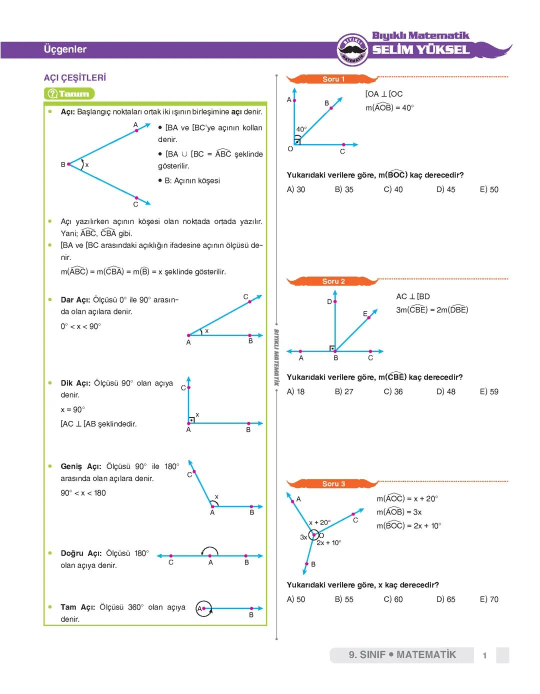 9.sınıf matematik üçgenlerde açılar pdf