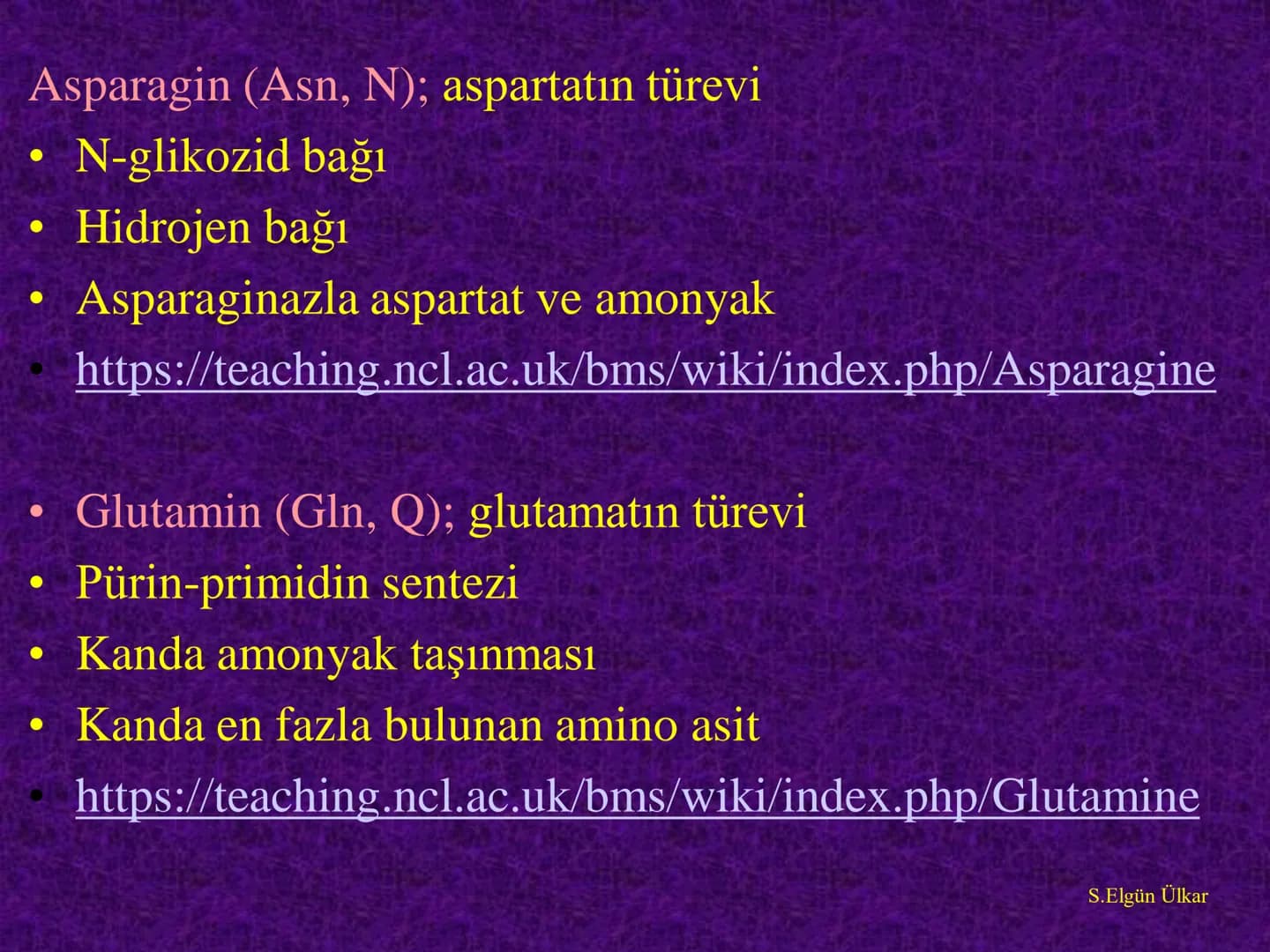 Amino asitler
Prof. Dr. Serenay ELGÜN ÜLKAR
Kaynak Kitaplar:
1- Tıbbi Biyokimya, Prof.Dr. Serenay E. Ülkar, 2017, Hipokrat Kitabevi
2- Har