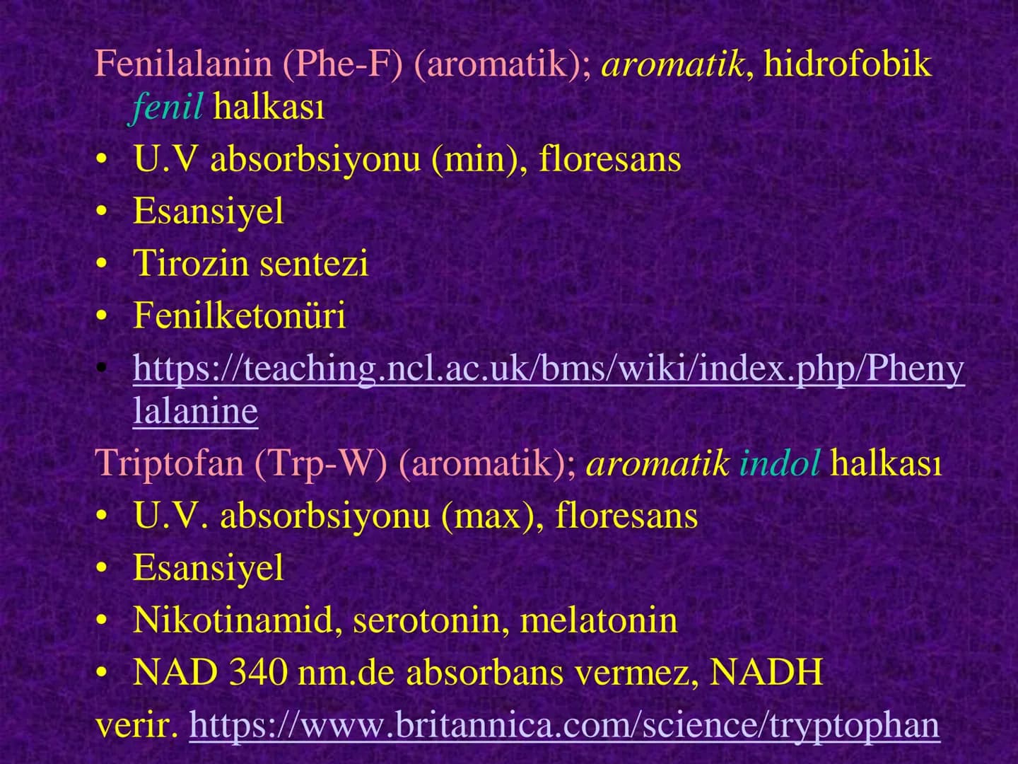 Amino asitler
Prof. Dr. Serenay ELGÜN ÜLKAR
Kaynak Kitaplar:
1- Tıbbi Biyokimya, Prof.Dr. Serenay E. Ülkar, 2017, Hipokrat Kitabevi
2- Har