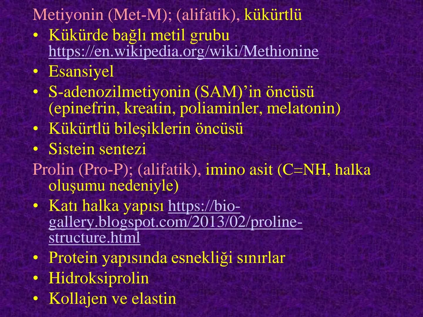 Amino asitler
Prof. Dr. Serenay ELGÜN ÜLKAR
Kaynak Kitaplar:
1- Tıbbi Biyokimya, Prof.Dr. Serenay E. Ülkar, 2017, Hipokrat Kitabevi
2- Har