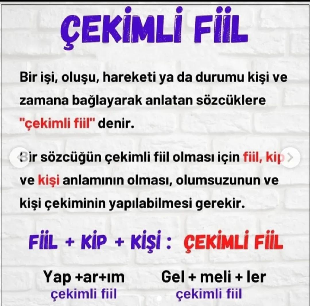 7. Sınıf Türkçe - Çekimli Fiil Anlatımı