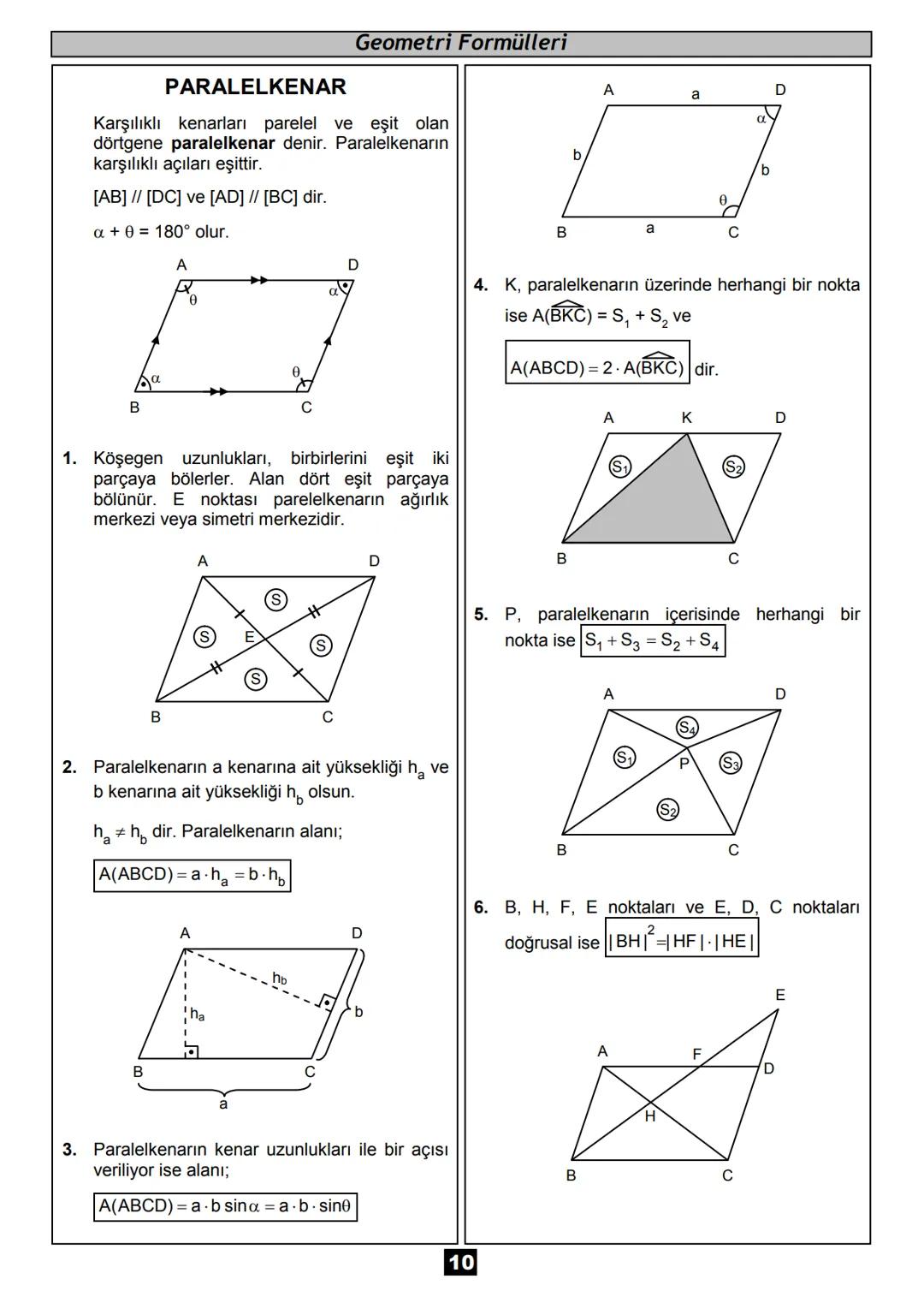 # Geometri
Formülleri
matematikcimurat.com Geometri Formülleri
ÜÇGEN
ÜÇGENDE AÇI ÖZELLİKLERİ
A
C
6. Bir iç açıortay ile bir dış açıor