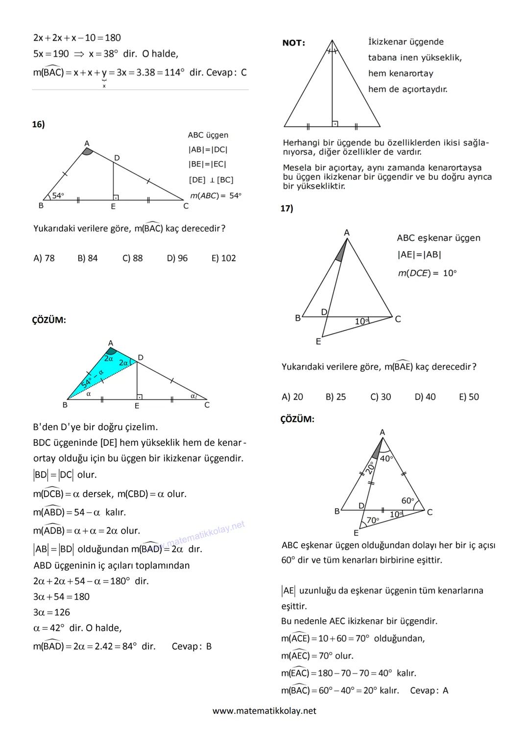# ÜÇGENDE AÇILAR
1)
ABC üçgen
$m(ABC) = 65°$
$m(CED) = 53°$
$m(EDC) = 74°$
$m(BAC) = α$
Yukarıda verilenlere göre, a kaç derecedir?
