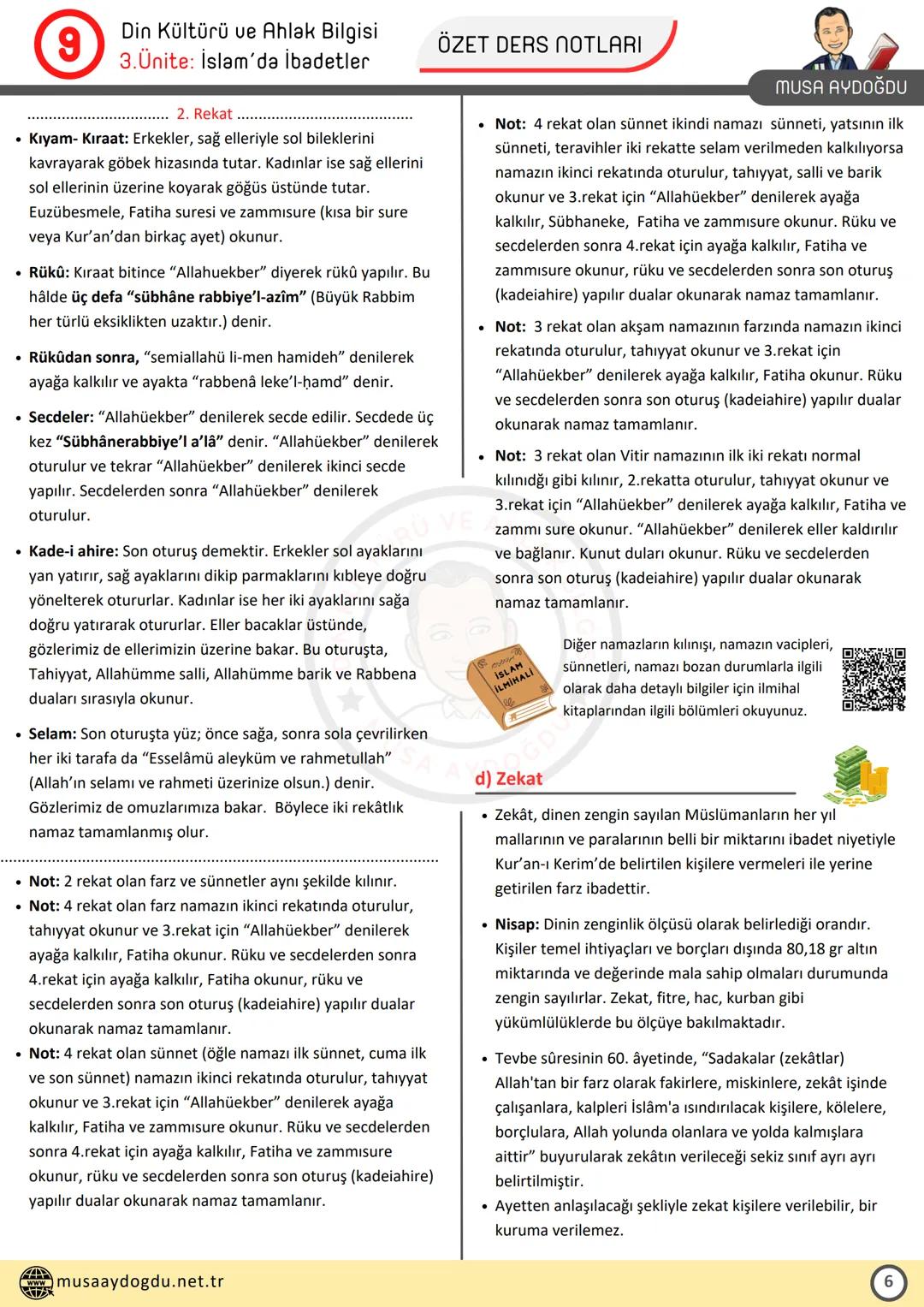 --- OCR Start ---
DİN KÜLTÜRÜ VE AHLAK BİLGİSİ
9
3.Ünite: İslam'da İbadetler
Ders Notları
DİN KÜLTÜRÜ VE AHLAK BIL
MUSA AYDOĞDU
MUSA AYDOĞDU