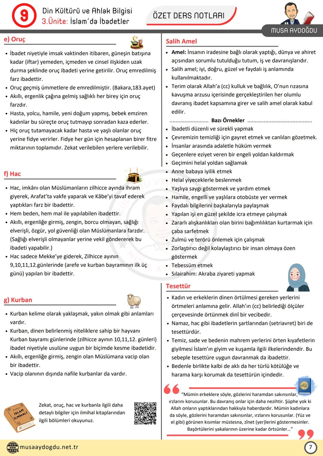 --- OCR Start ---
DİN KÜLTÜRÜ VE AHLAK BİLGİSİ
9
3.Ünite: İslam'da İbadetler
Ders Notları
DİN KÜLTÜRÜ VE AHLAK BIL
MUSA AYDOĞDU
MUSA AYDOĞDU