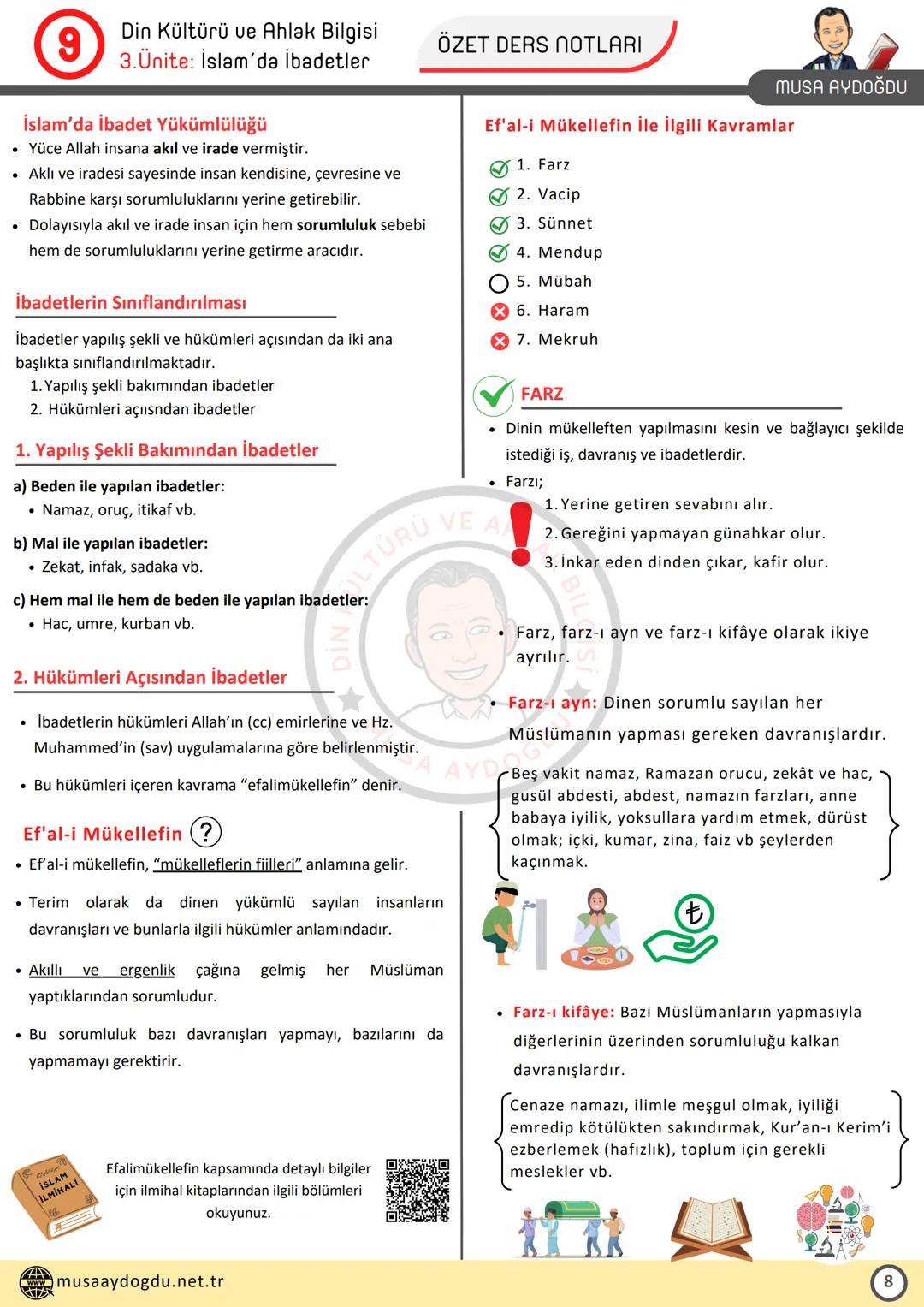 --- OCR Start ---
DİN KÜLTÜRÜ VE AHLAK BİLGİSİ
9
3.Ünite: İslam'da İbadetler
Ders Notları
DİN KÜLTÜRÜ VE AHLAK BIL
MUSA AYDOĞDU
MUSA AYDOĞDU