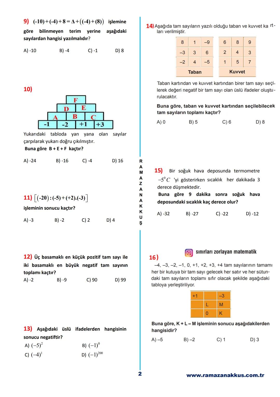 7. SINIF
MATEMATİK
DERSI
ARA TATİL
ÖDEV FASİKÜLÜ
120
SORU
YouTube Çözümlü
CEVAP ANAHTARI EKLİDİR.
Çözümler, YouTube /Sınırları Zorlayan