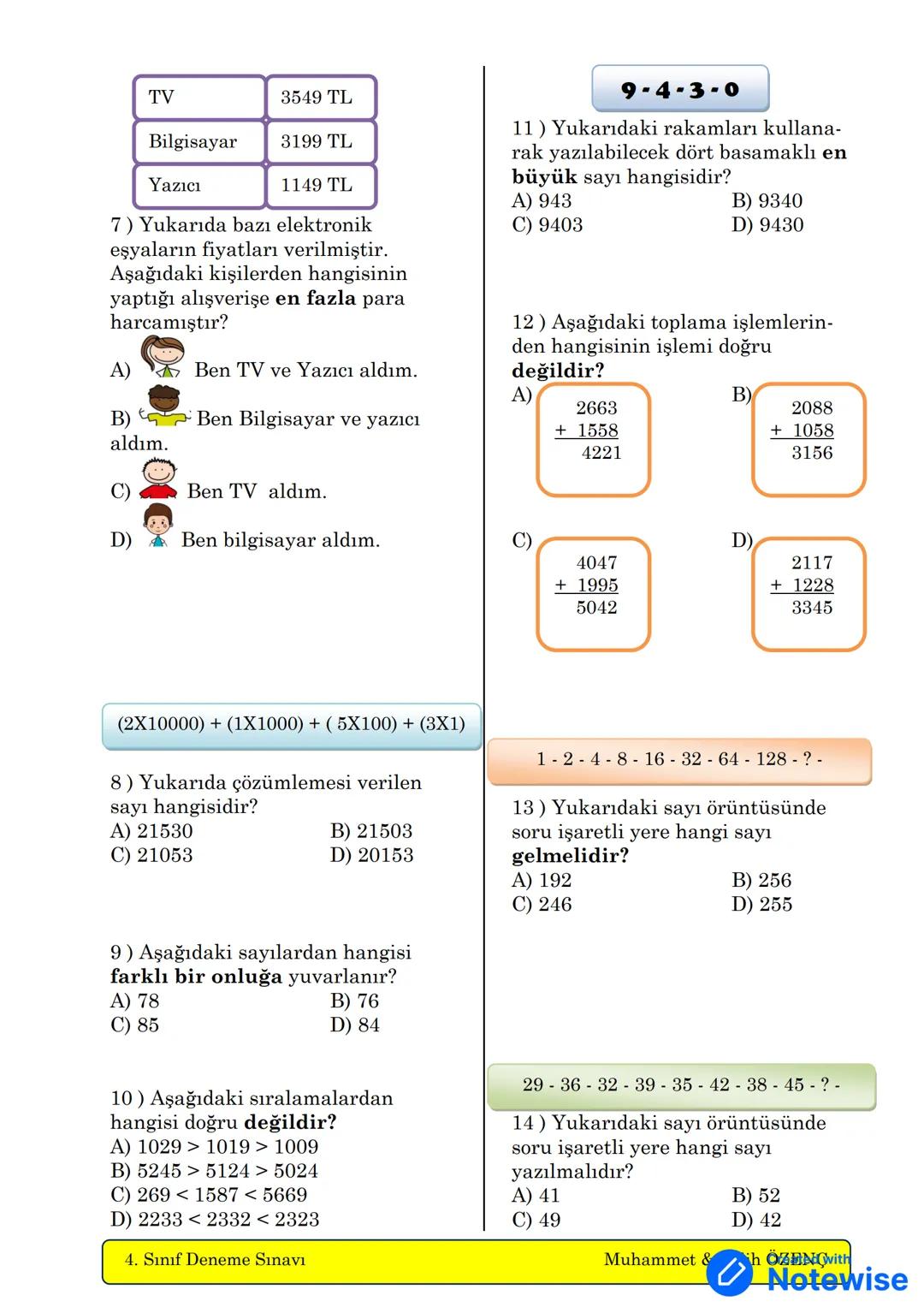 --- OCR Start ---
00
1+1=2
000
4. Sınıf Deneme Sınavı - 1 -
ABC
g
ADI:
SOYADI:
SINIFI :
NO:
Muhammet ÖZENÇ
Salih ÖZENÇ
Kasım - 2018
Created