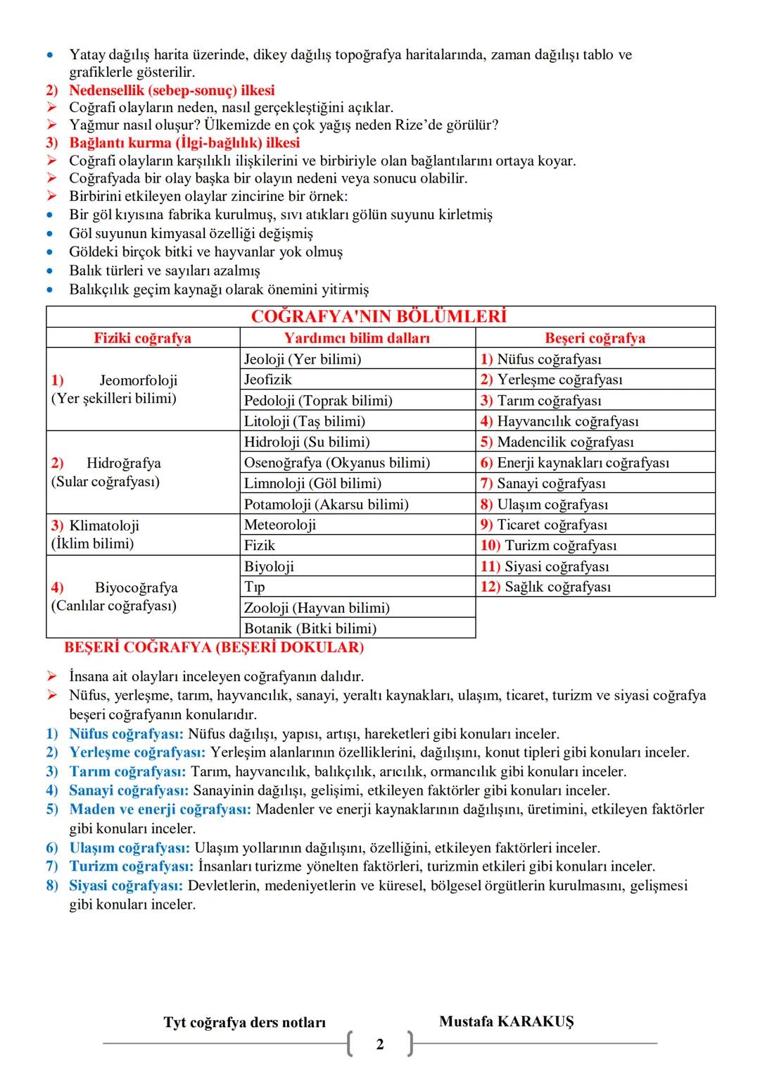 # COĞRAFYA
9.SINIF COĞRAFYA
DERS NOTLARI
MUSTAFA KARAKUŞ # 1. ÜNİTE: DOĞA VE İNSAN
Coğrafya: Doğal ortamı ve doğal ortam ile insan arasın