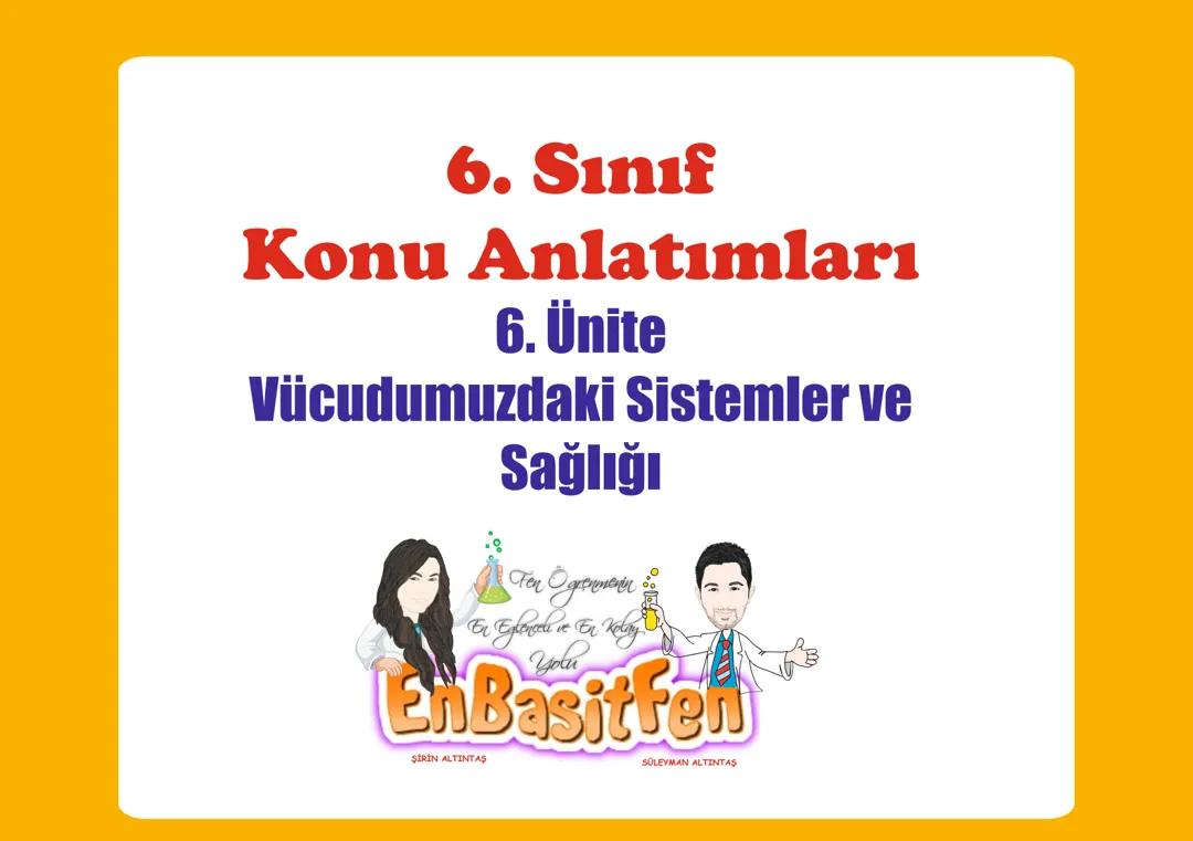 6.Sınıf Fen Bilimleri 6.Ünite Vücudumuzdaki Sistemler ve Sağlığı