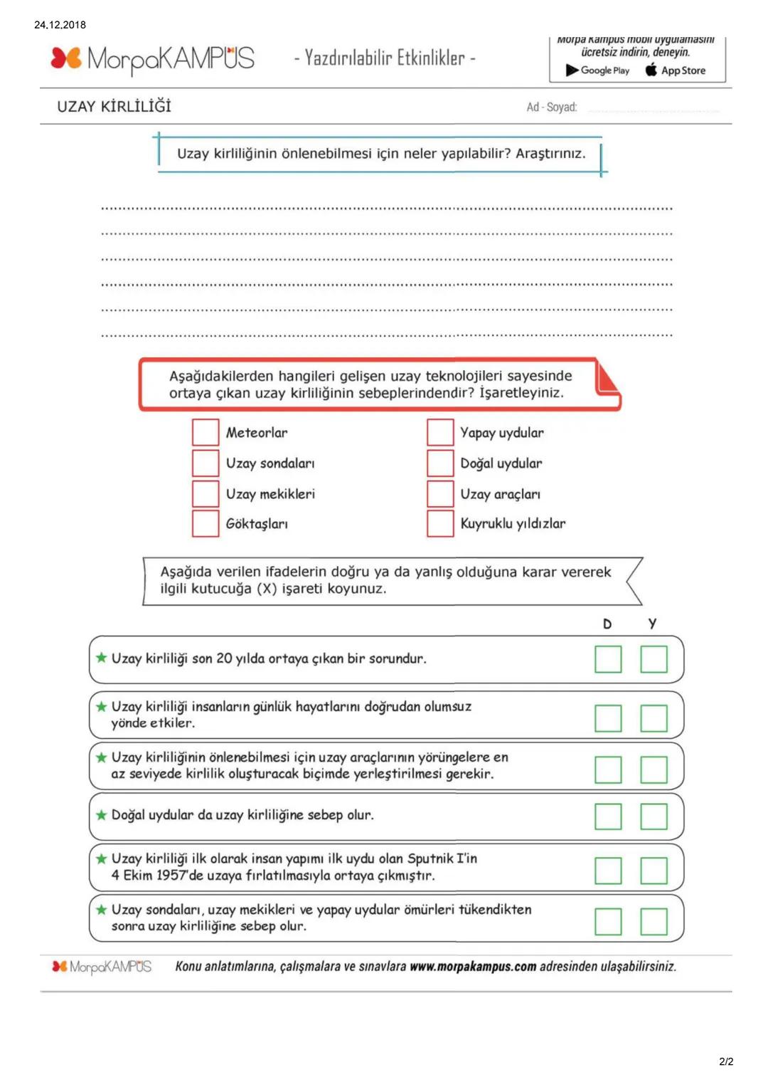 2019-2020 EĞİTİM ÖĞRETİM YILI
TAHRAN TÜRK ORTAOKULU
FEN BİLİMLERİ DERSİ 7. SINIF ÖĞRENCİ ÇALIŞMA KİTAPÇIĞI
1.ÜNİTE
Güneş Sistemi ve Ötes