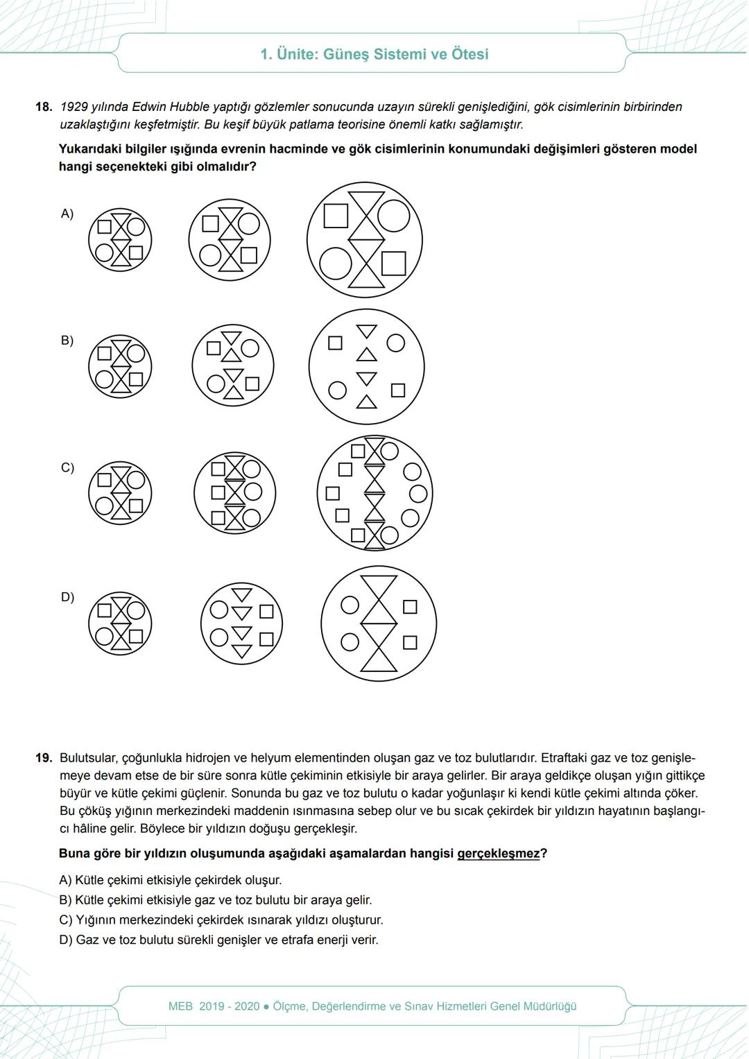 2019-2020 EĞİTİM ÖĞRETİM YILI
TAHRAN TÜRK ORTAOKULU
FEN BİLİMLERİ DERSİ 7. SINIF ÖĞRENCİ ÇALIŞMA KİTAPÇIĞI
1.ÜNİTE
Güneş Sistemi ve Ötes