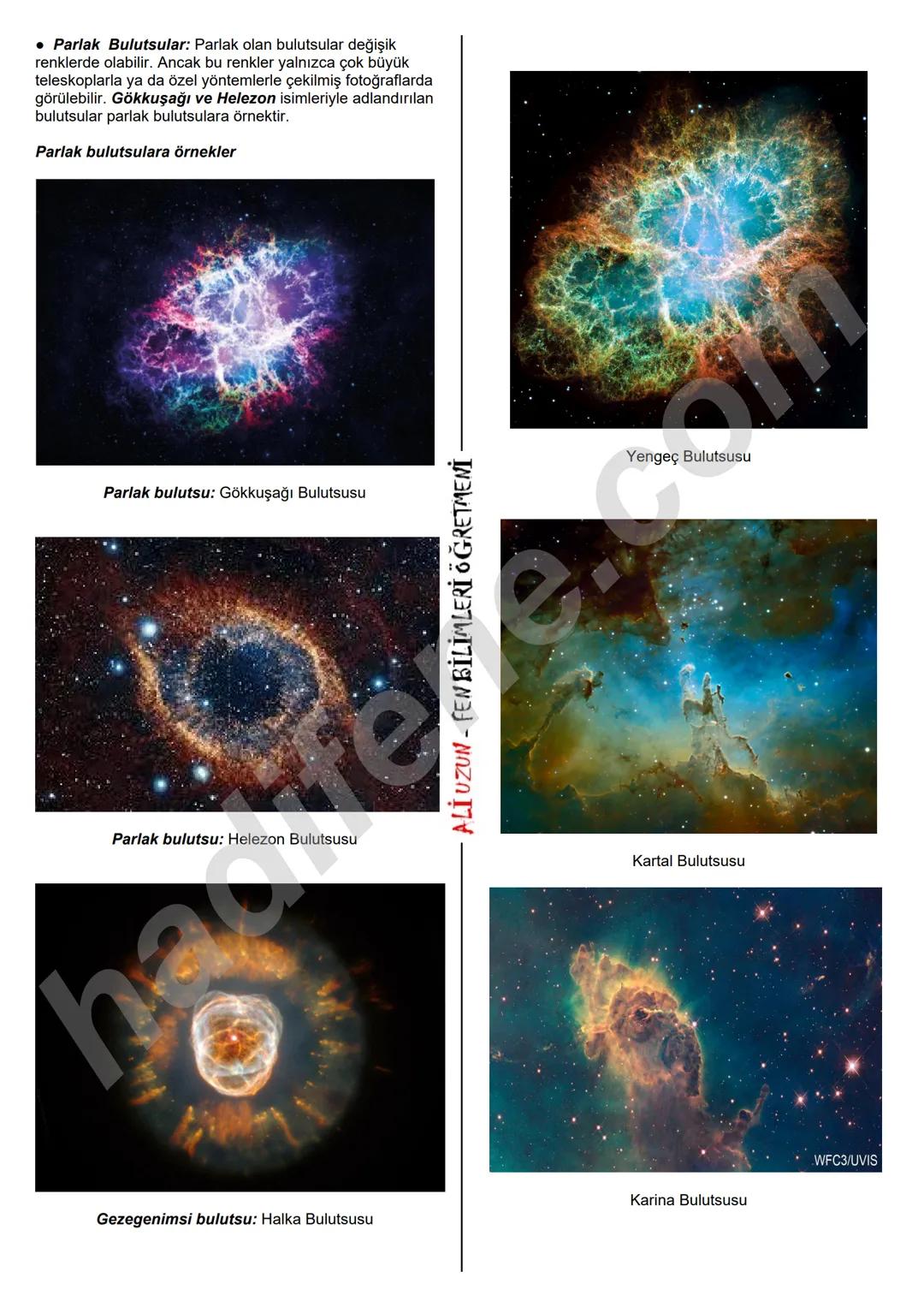 # 7.SINIF 1.ÜNİTE
GÜNEŞ SİSTEMİ VE ÖTESİ
GÖK CİSİMLERİ
Ali Hocayla Hadi Fene
www.hadifene.com
YILDIZLAR
Yıldızlar; ısı ve ışık kaynağı o