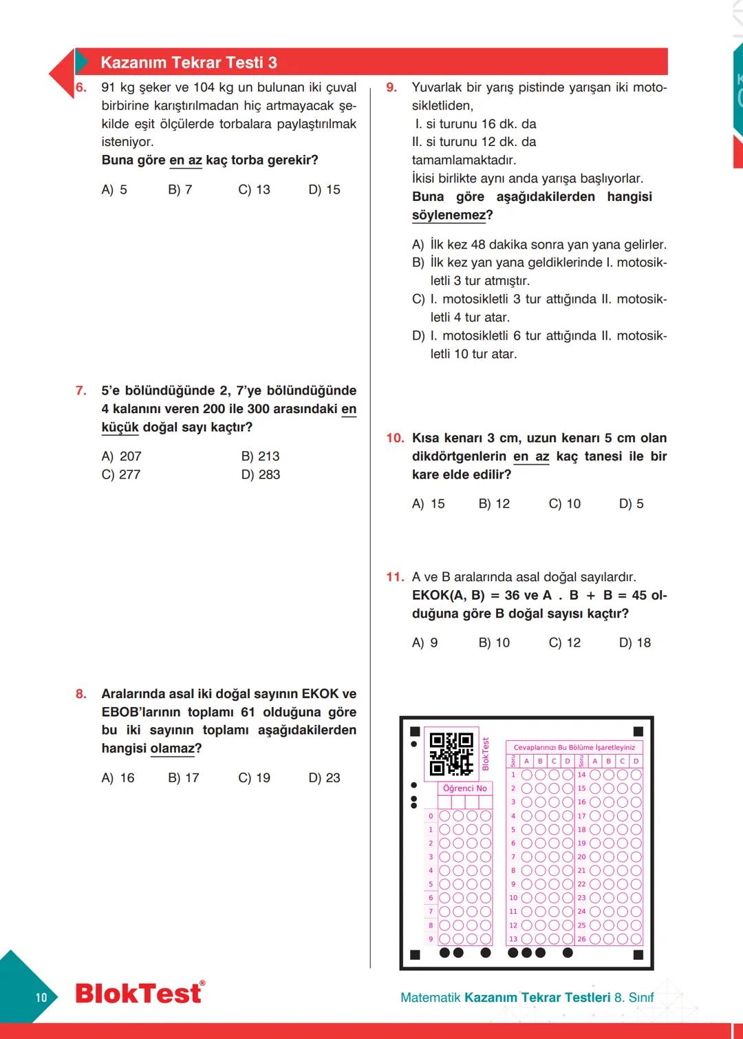 --- OCR Start ---
MATEMATİK
8.
SINIF
TEKRAR
TESTLERİ
✓ Kazanım Tekrar Testleri
✓ Ünite Tekrar Testleri
✔ Dönem Tekrar Testleri
✓ Genel Tekra