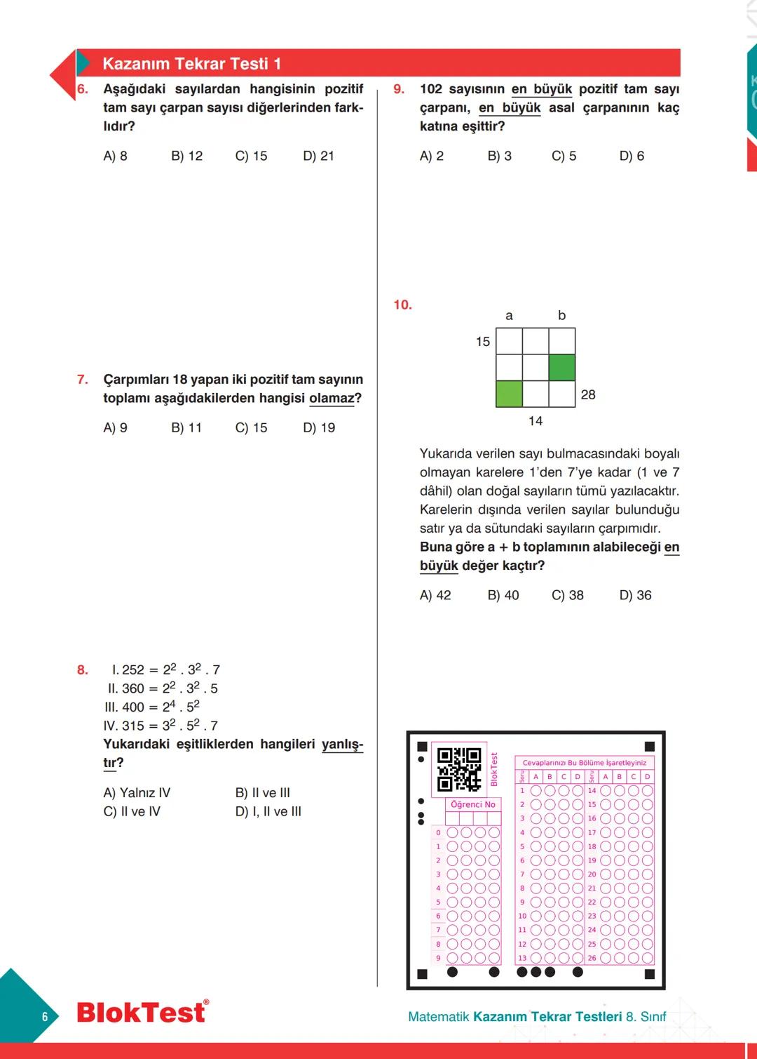 --- OCR Start ---
MATEMATİK
8.
SINIF
TEKRAR
TESTLERİ
✓ Kazanım Tekrar Testleri
✓ Ünite Tekrar Testleri
✔ Dönem Tekrar Testleri
✓ Genel Tekra