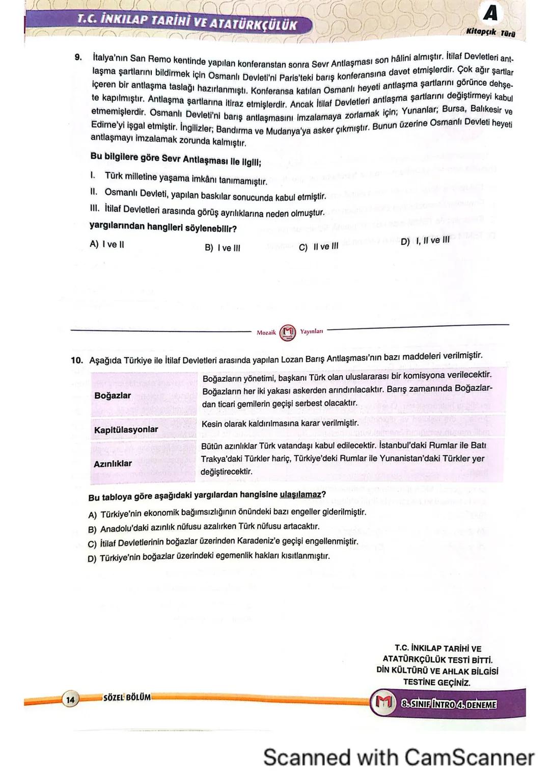 8LGS
■SINIF
8. SINIF
BÖLÜM
SÖZEL
A KİTAPÇIĞI
M
mozaik
yayınları
INTRO
DENEME
SÖZEL
BÖLÜM
KİTAPÇIKA
ADI SOYADI
SINIFI/ŞUBESİ
ÖĞRENCİ NO
ÖĞRE