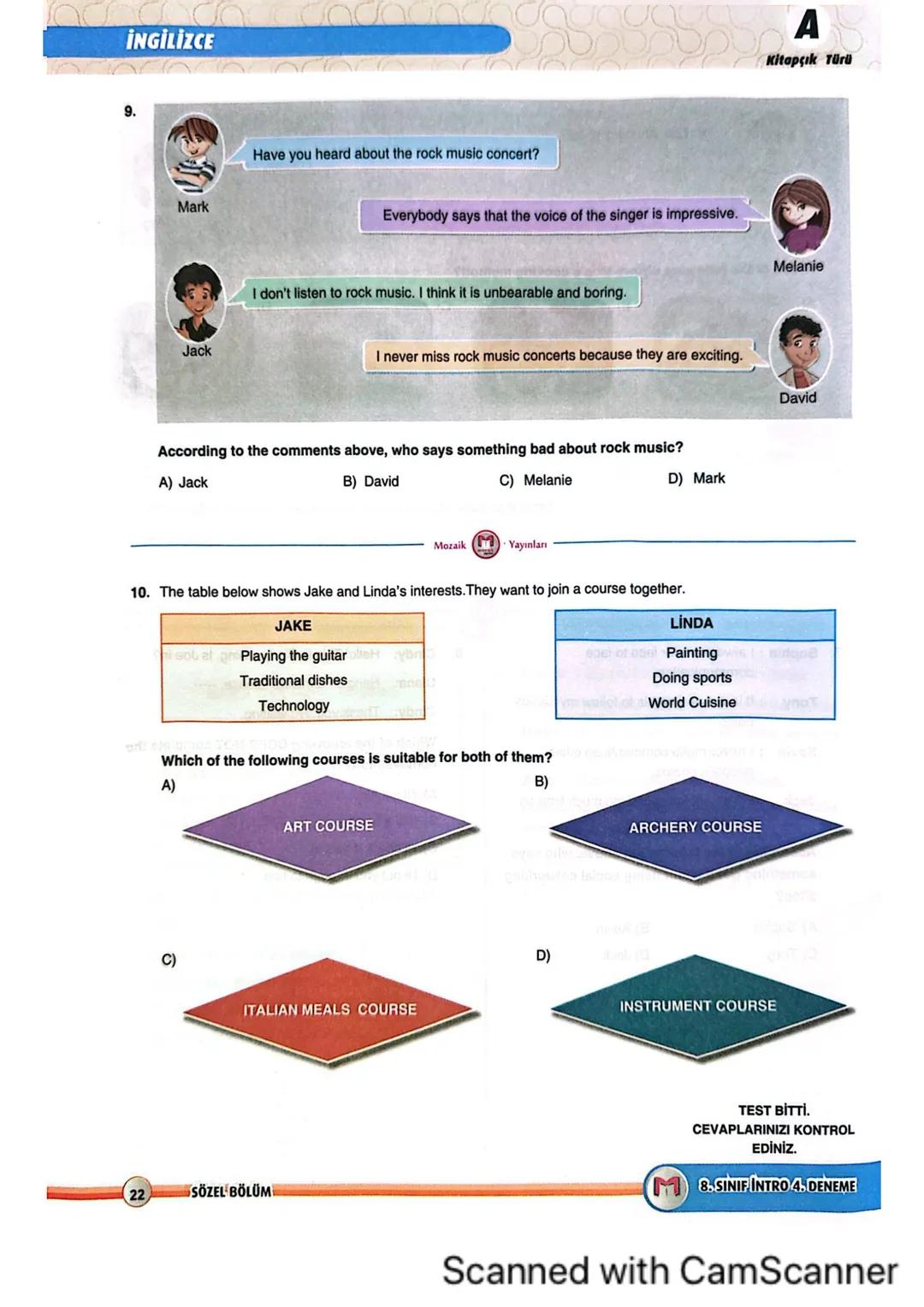 8LGS
■SINIF
8. SINIF
BÖLÜM
SÖZEL
A KİTAPÇIĞI
M
mozaik
yayınları
INTRO
DENEME
SÖZEL
BÖLÜM
KİTAPÇIKA
ADI SOYADI
SINIFI/ŞUBESİ
ÖĞRENCİ NO
ÖĞRE