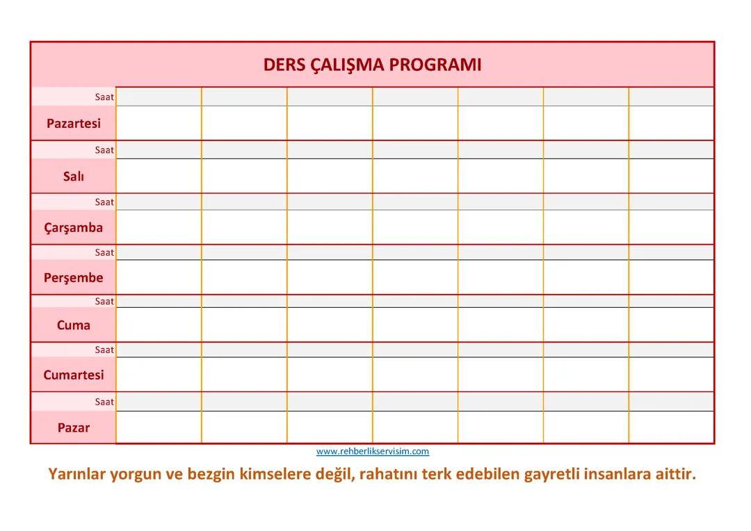 Ders Programınızı Düzenleyin