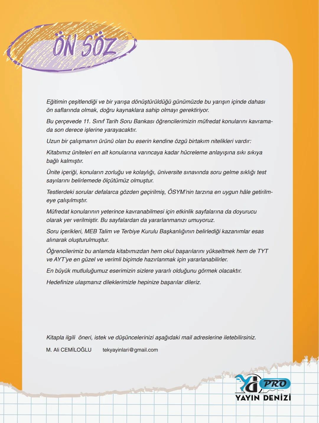 # 11. SINIF
# TARİH
# SORU
# BANKASI
Lise
destek
www.lisedestek.com
Kullanım Kılavuzu için
Karekodu Okut
YAYIN DENİZİ OPTİK DEĞERLENDİRME