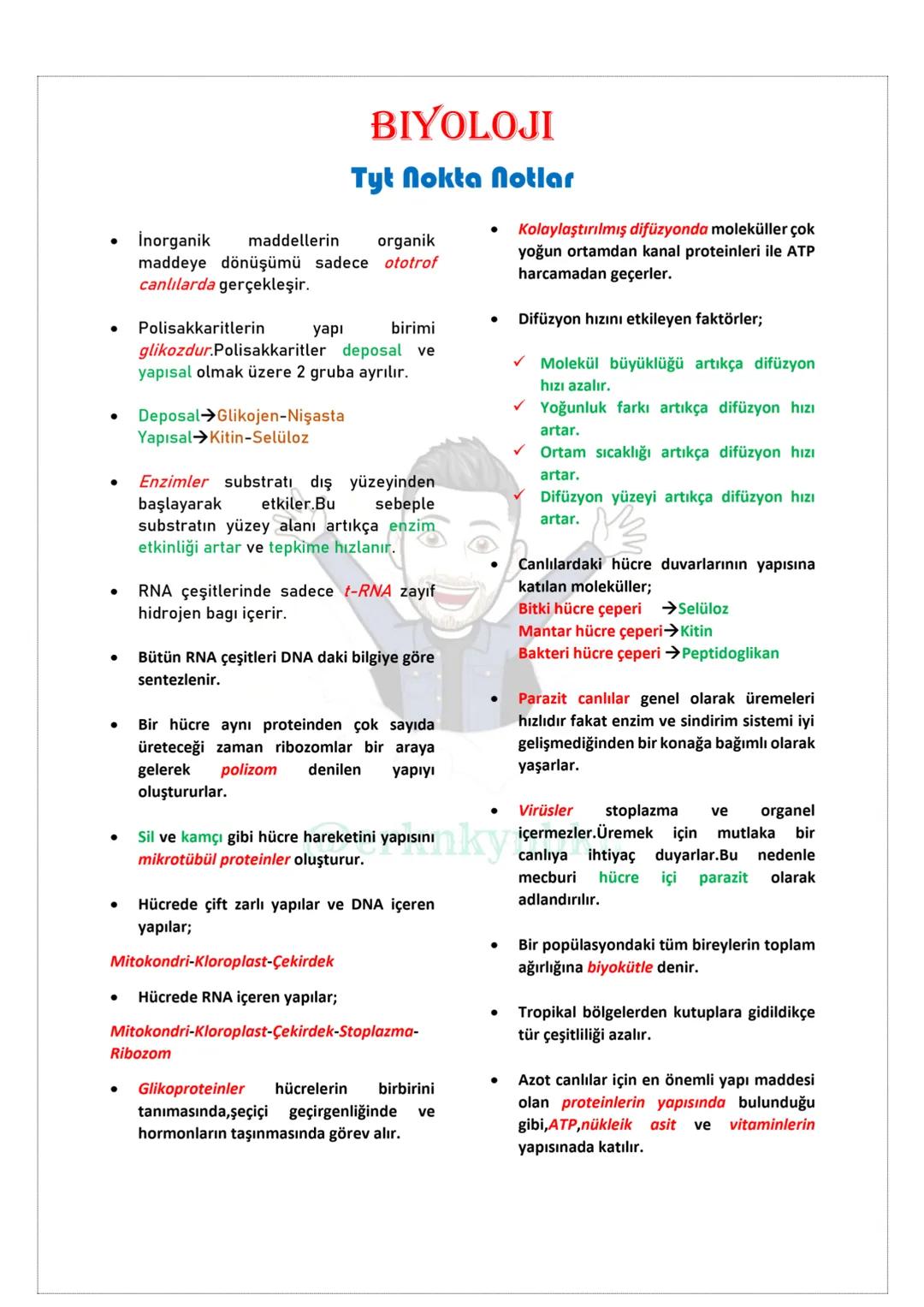 # Biyoloji
## NOKTA NOTLAR
### TYT
@erknkynbkn # BİYOLOJİ
## NOKTA NOTLAR
### TYT
@erknkynbkn # BIYOLOJİ
## Tyt Nokta Notlar
* Sünge