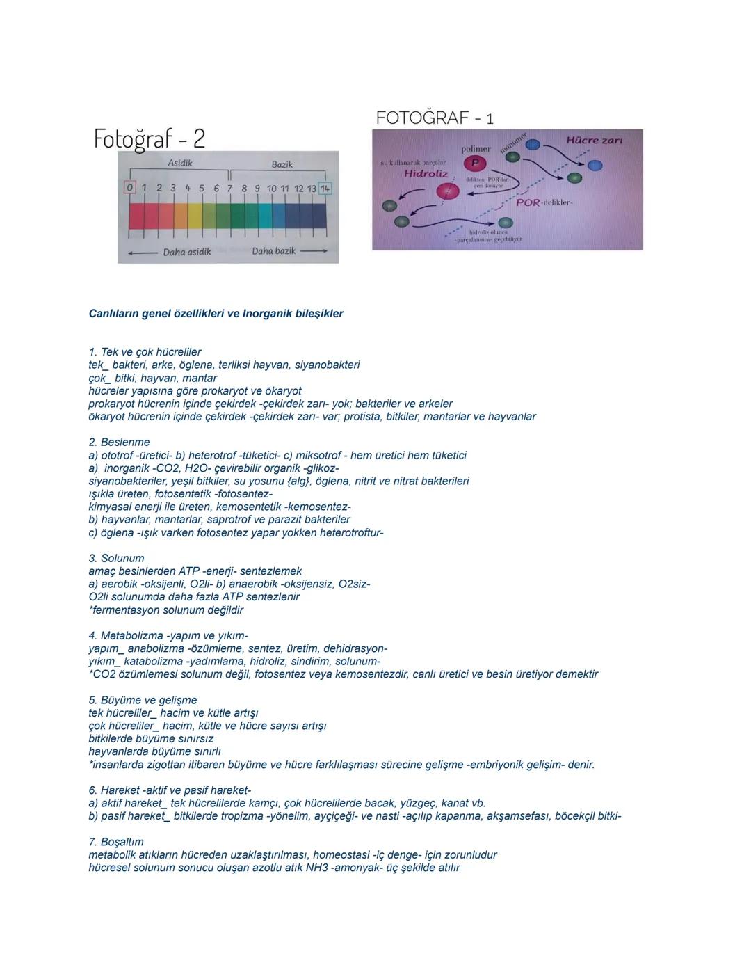 # FOTOĞRAF - 1
Hücre zarı
polimer
Bazik
Kullanarak parçalar
Hidroliz
5
7 8 9 10 11 12 13 14
# Fotoğraf - 2
Asidik
0 1 2 3
Daha asidik
Daha b
