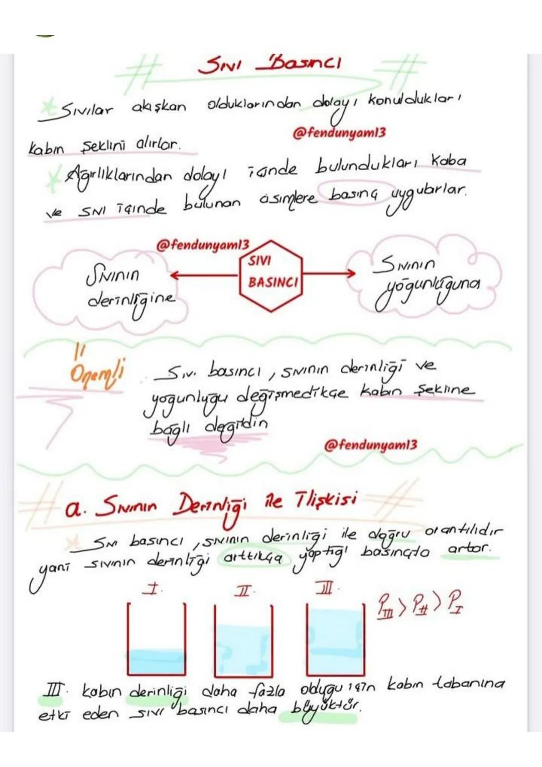 # SIVI Basıncı #
Sıvılar akışkan olduklarından dolayı konuldukları
kabın şeklini alırlar.
@fendunyam13
Ağırlıklarından dolayı içinde bulun