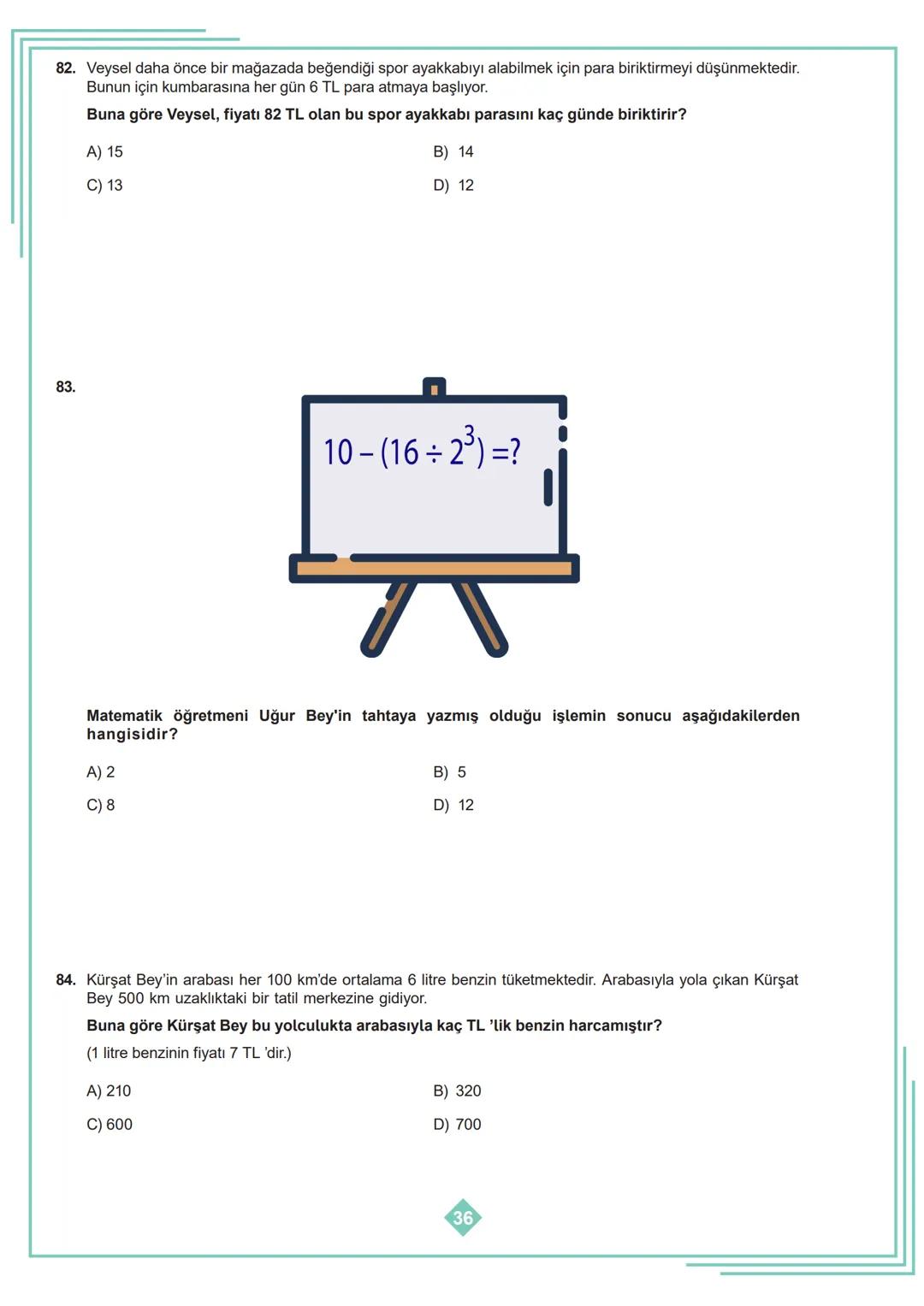 5.SINIF 1. ÜNİTE
ÇALIŞMA FASİKÜLÜ
MATEMATİK
Bu kitapçık AMASYA Ölçme Değerlendirme Merkezi
tarafından hazırlanmıştır. 1. Aşağıda verilen ifa
